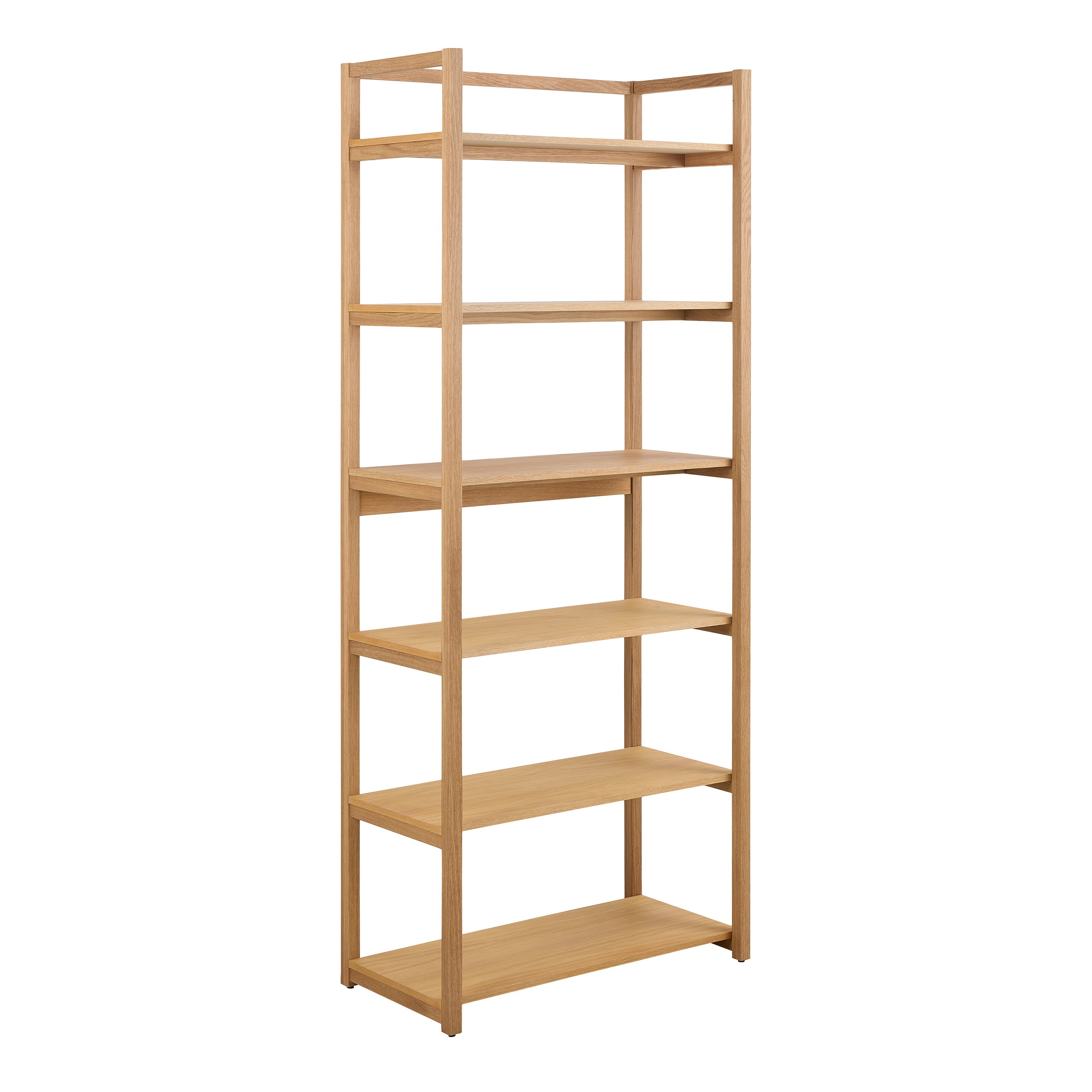 Ludza Rectangular Bookcase With 6 Shelves in Oak – FTG