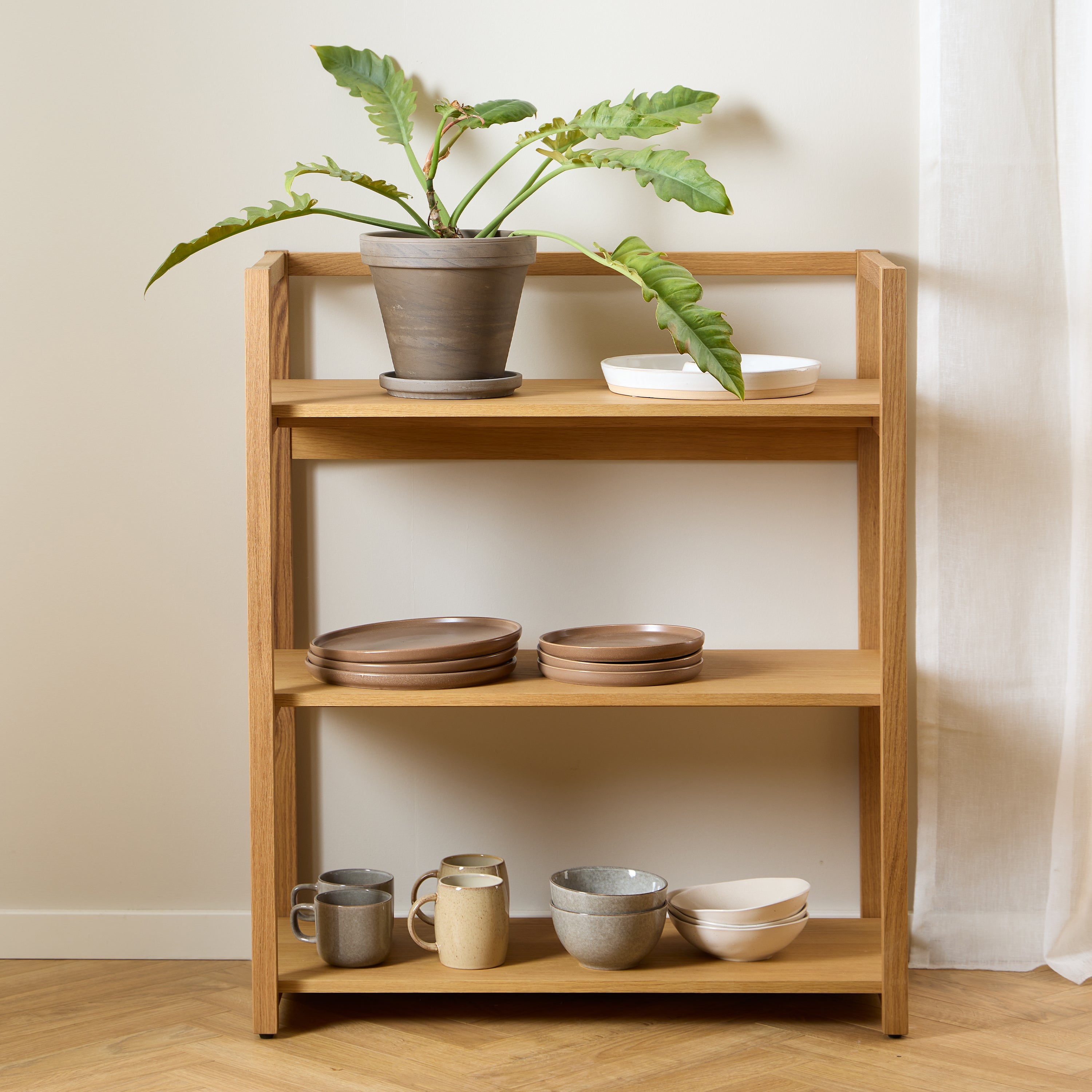 Ludza Rectangular Bookcase With 3 Shelves in Oak – FTG, view 4