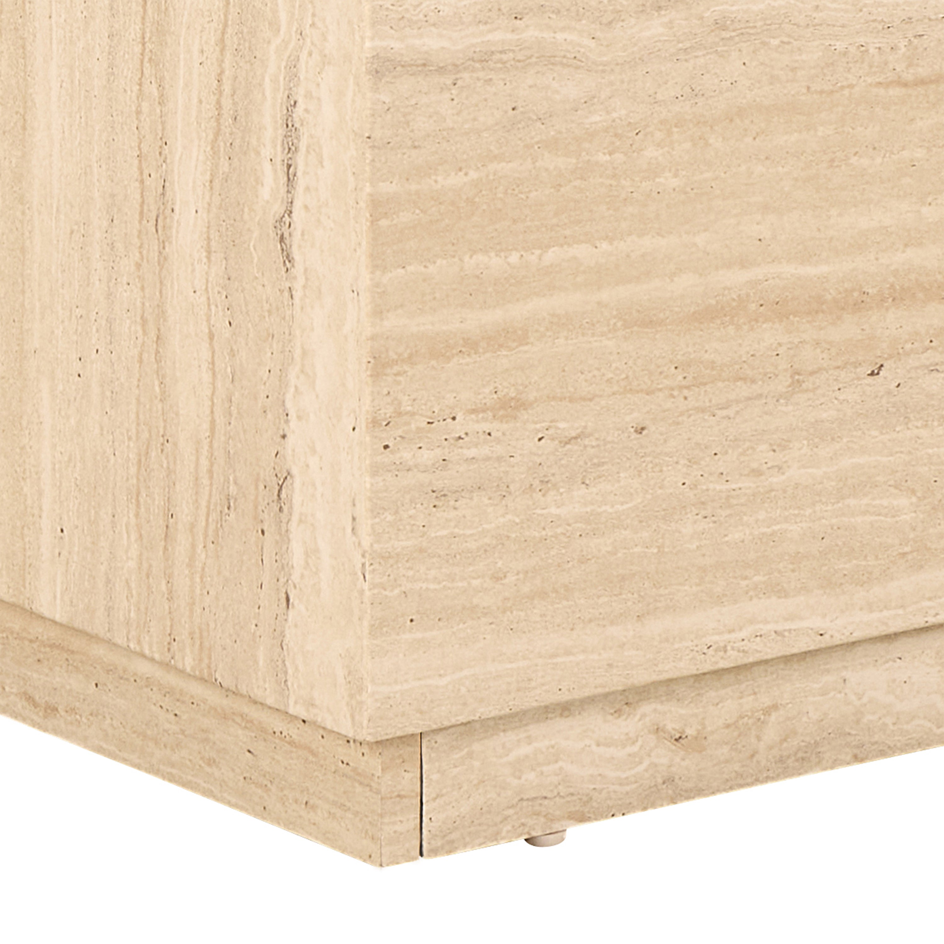 Dice Square and Rectangular Coffee Table Set of 2 in Travertine Rough Paper Effect – FTG, view 7