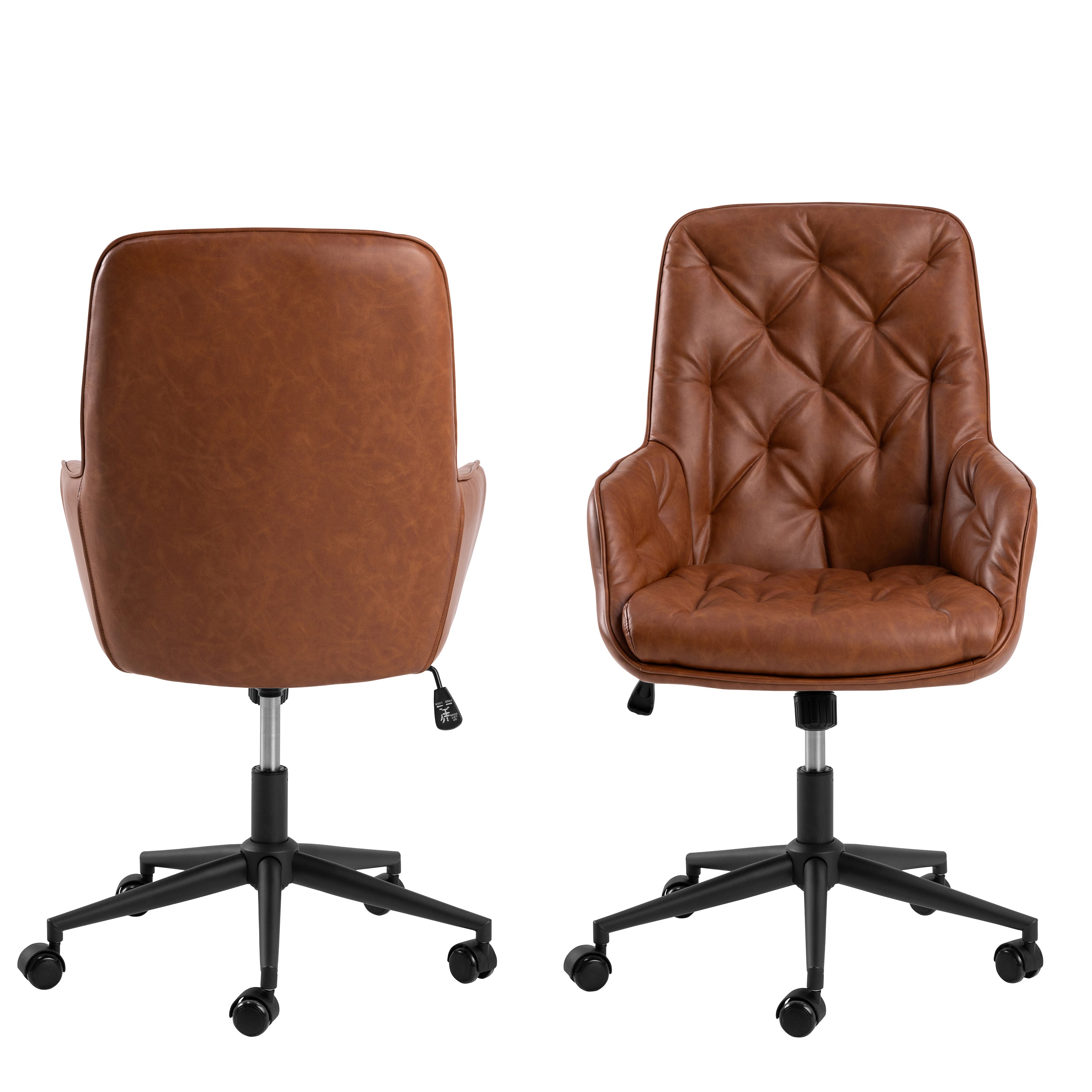Erik Gas Lift Desk Chair in Brandy PU – FTG, view 2