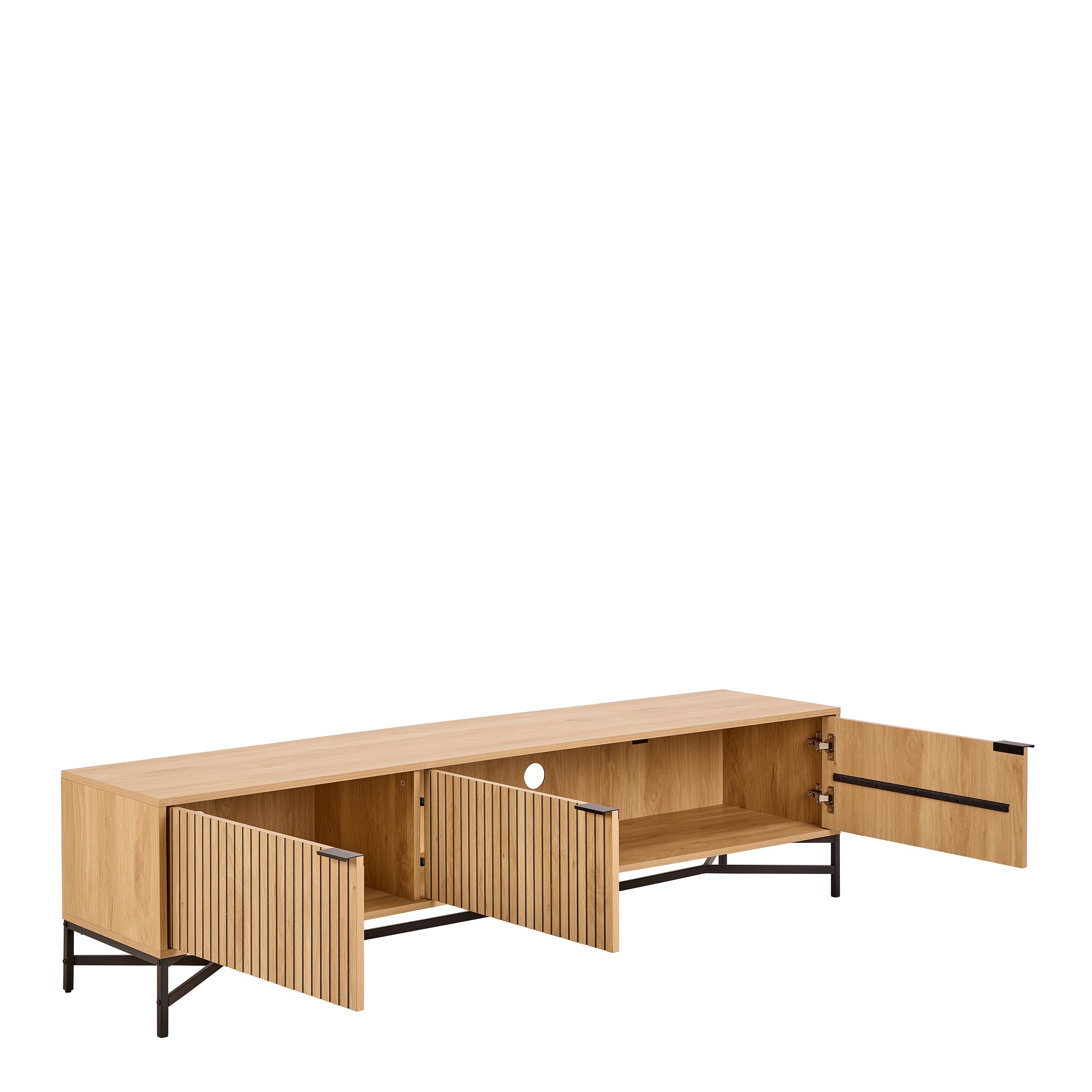 Jaipur TV Unit With 3 Doors 176cm Wide in Oak – FTG, view 4