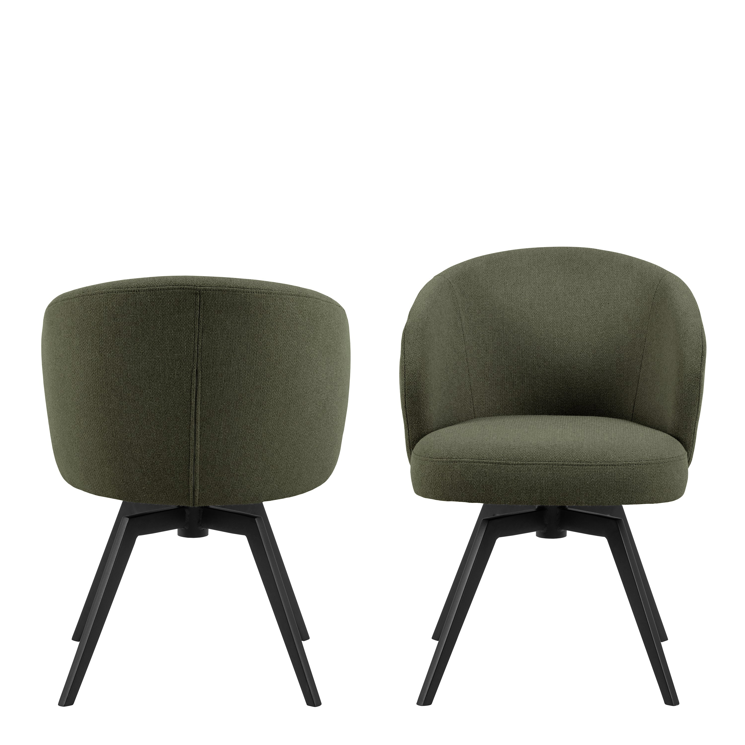 Darlene Dining Chair with Armrest and Swivel Function in Green – FTG, view 2