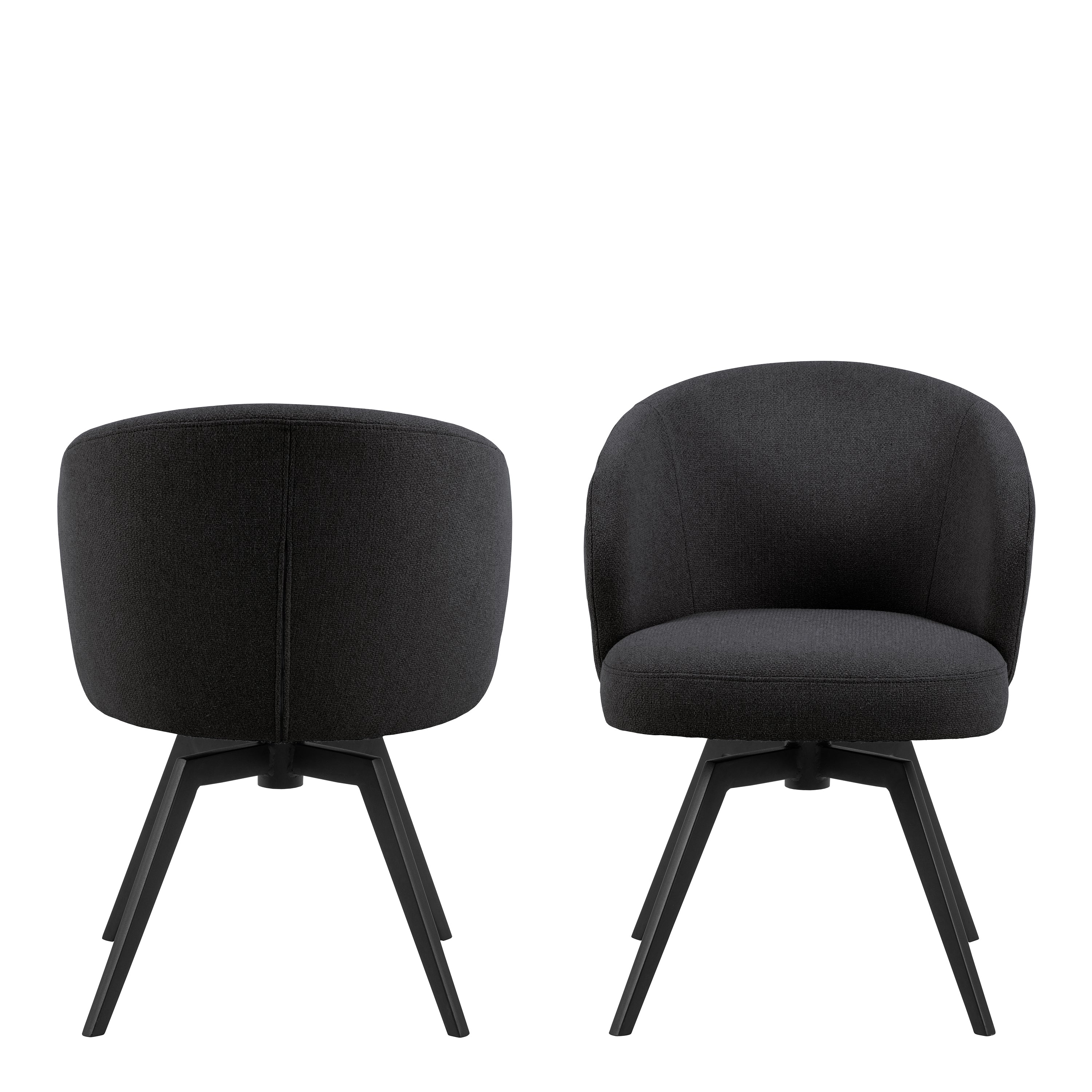 Darlene Dining Chair with Armrest and Swivel Function in Black – FTG, view 2
