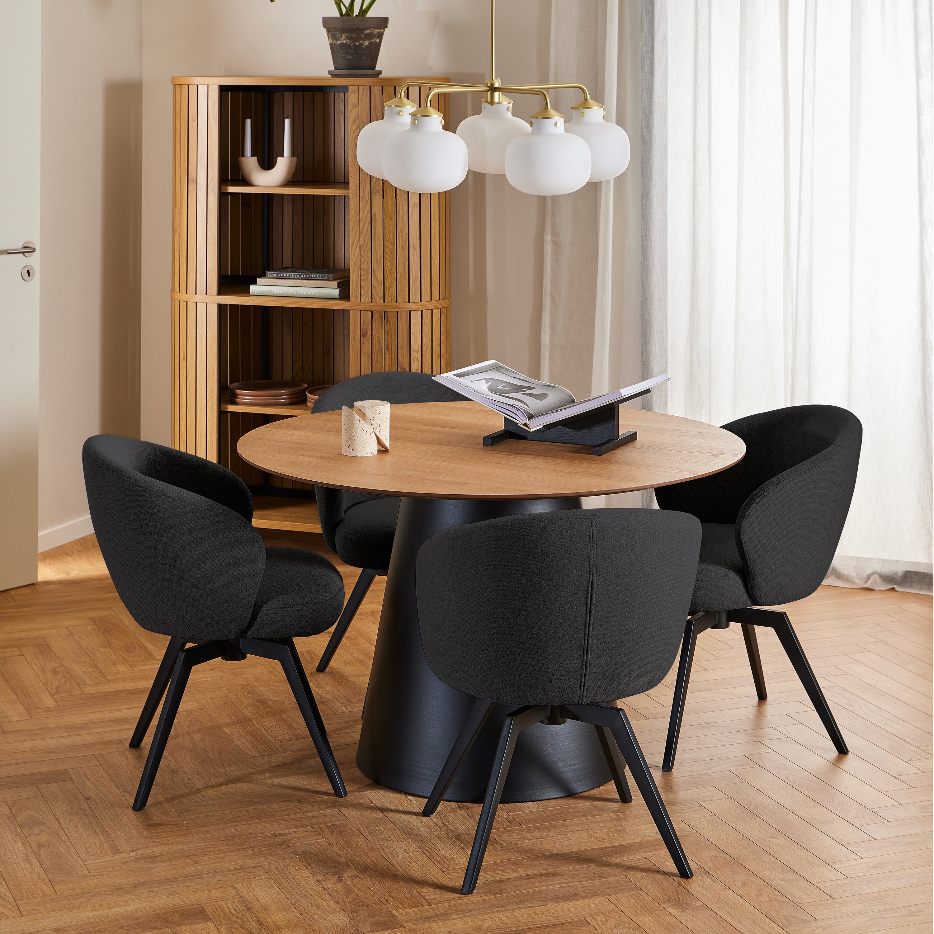 Darlene Dining Chair with Armrest and Swivel Function in Black – FTG, view 5