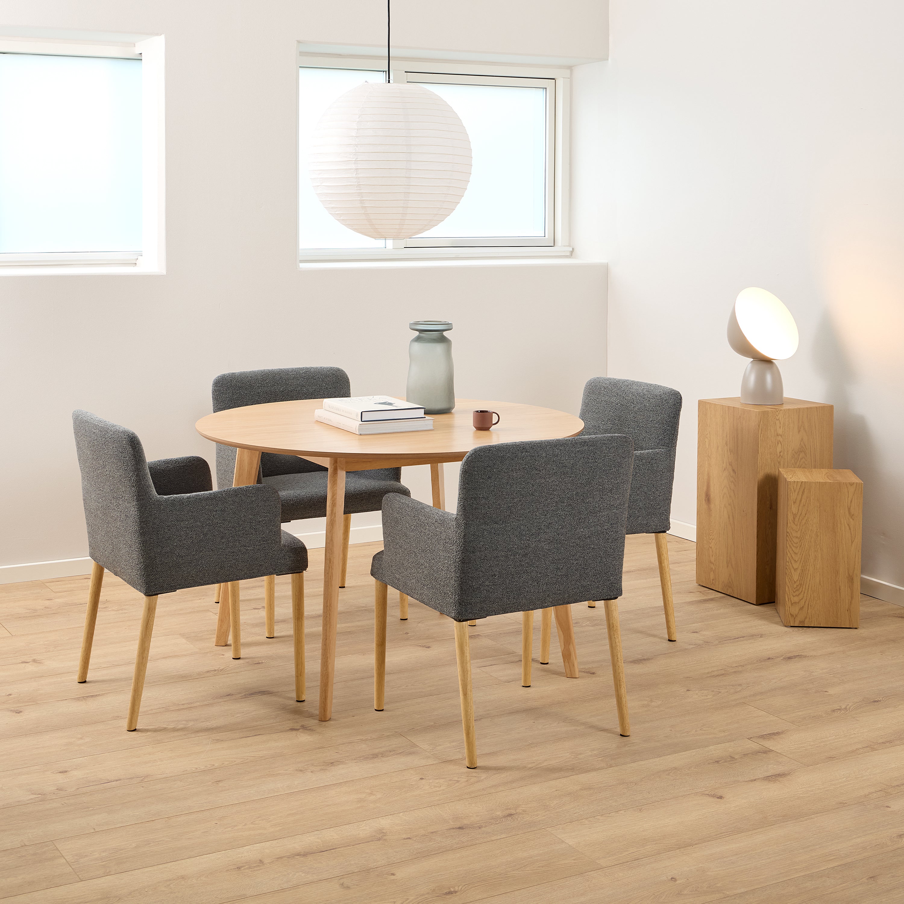 Roxby Round Dining Table in Matt Oak 120x76cm – FTG, view 4