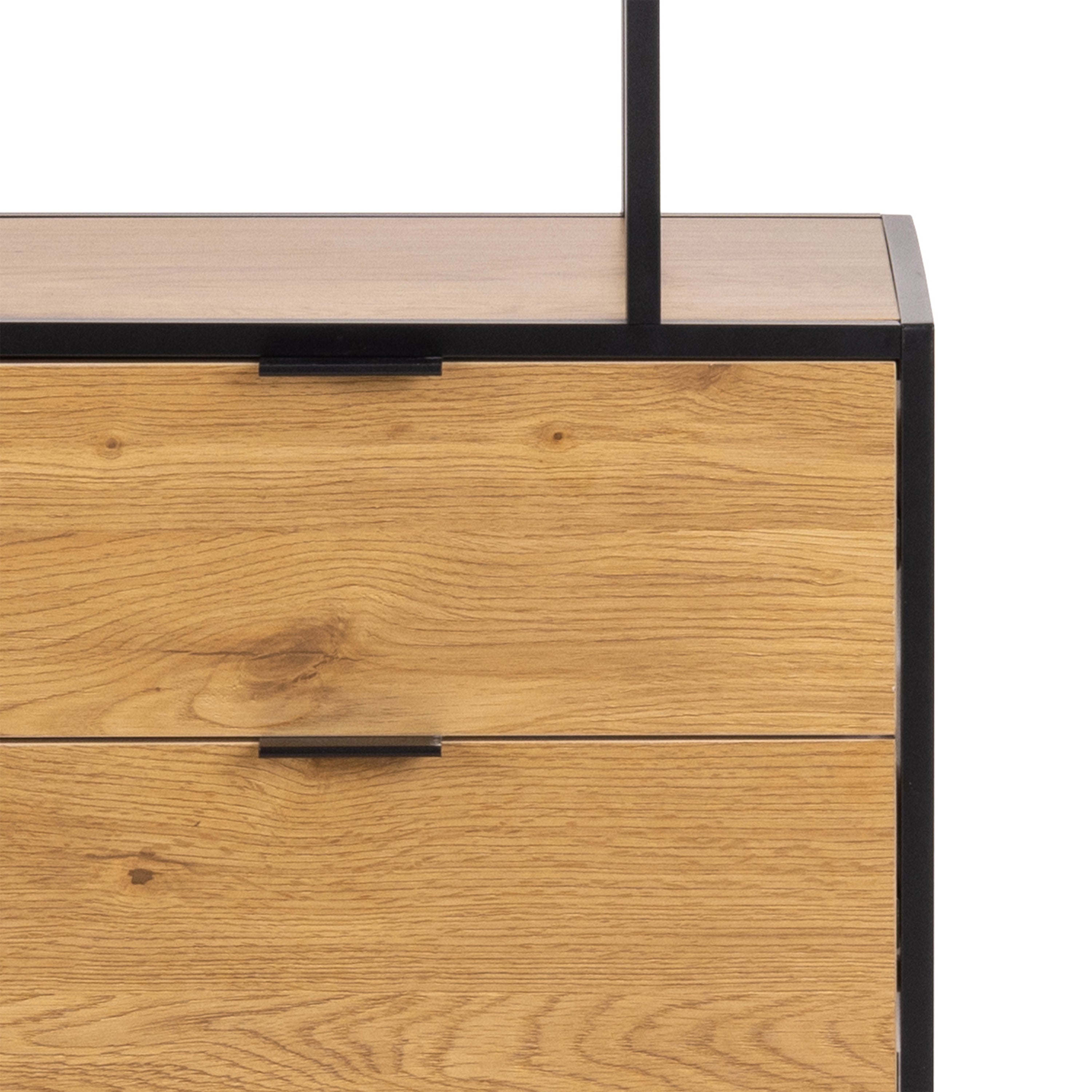 Seaford Tall Wild Oak Metal 2 Drawer Bookcase With 4 Shelves – FTG, view 6