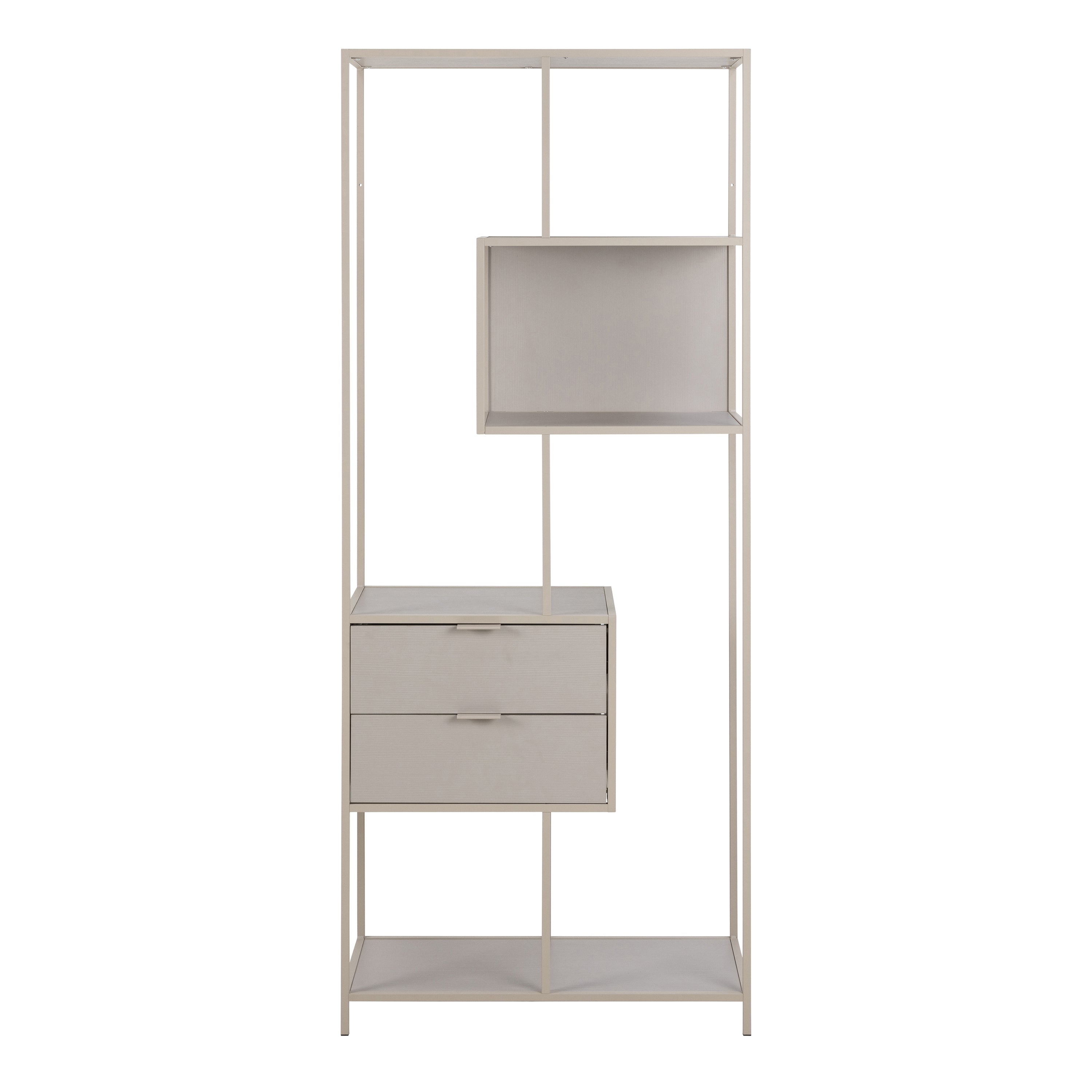 Seaford Tall Grey Metal 2 Drawer Bookcase with 4 Shelves – FTG, view 2