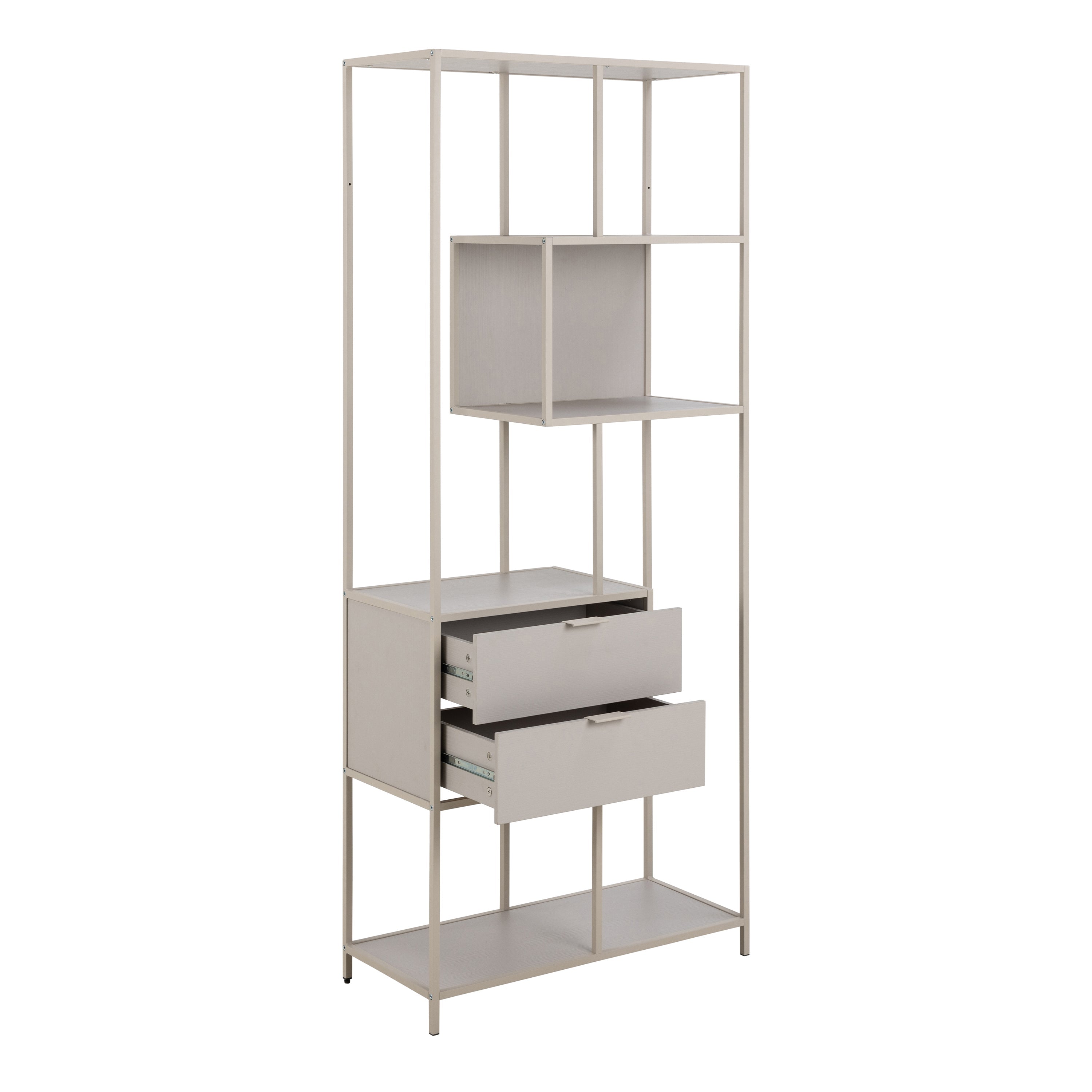 Seaford Tall Grey Metal 2 Drawer Bookcase with 4 Shelves – FTG, view 4