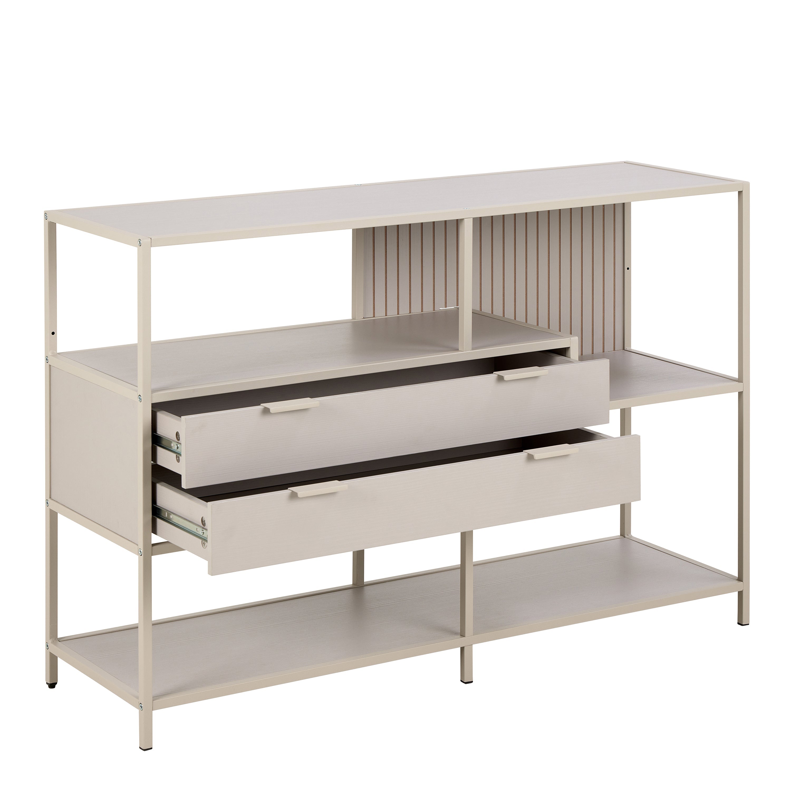 Seaford Grey Storage Unit with 2 Drawers and 3 Shelves – FTG, view 3