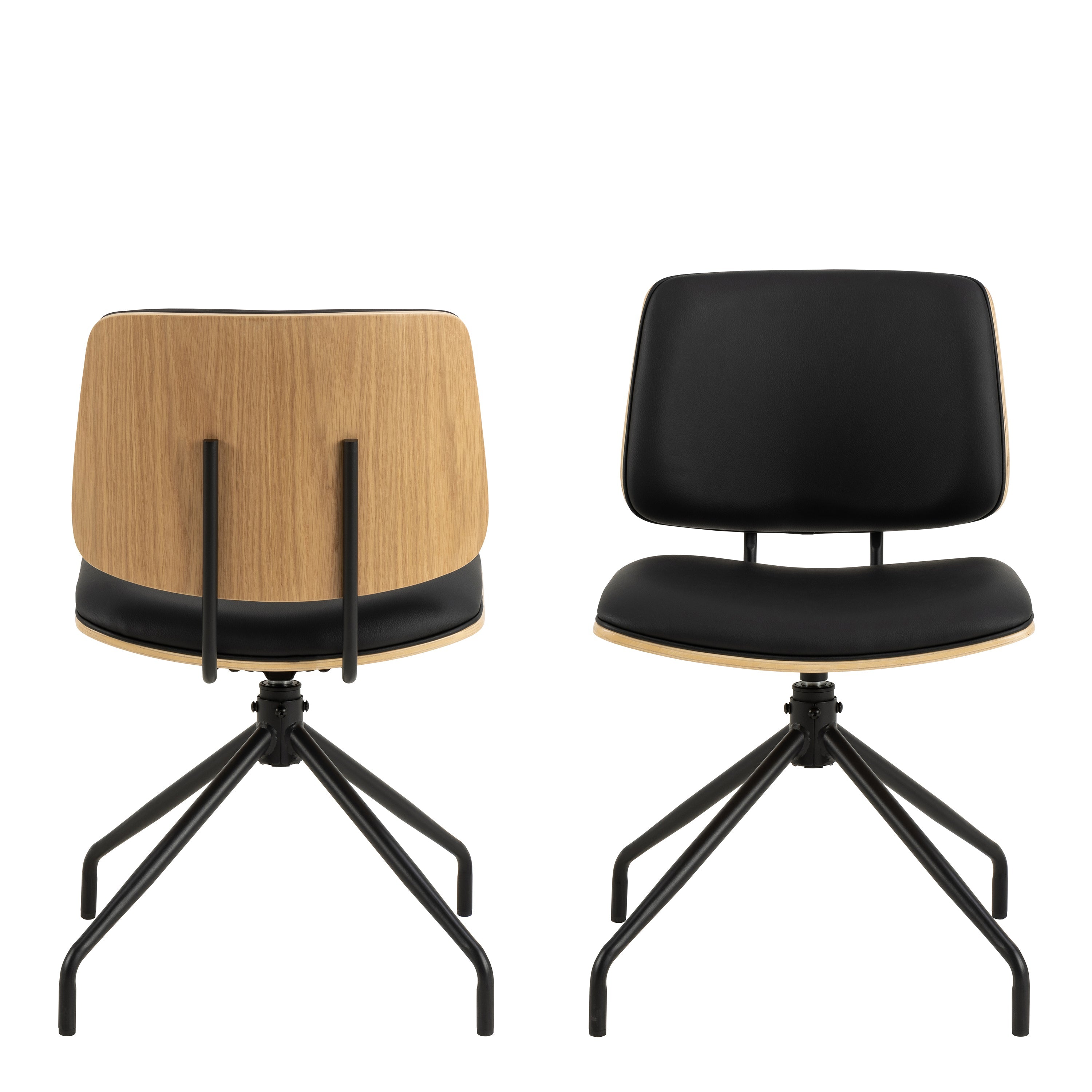 Owen Swivel Dining Chairs in Matt Black Set of 2 – FTG, view 2