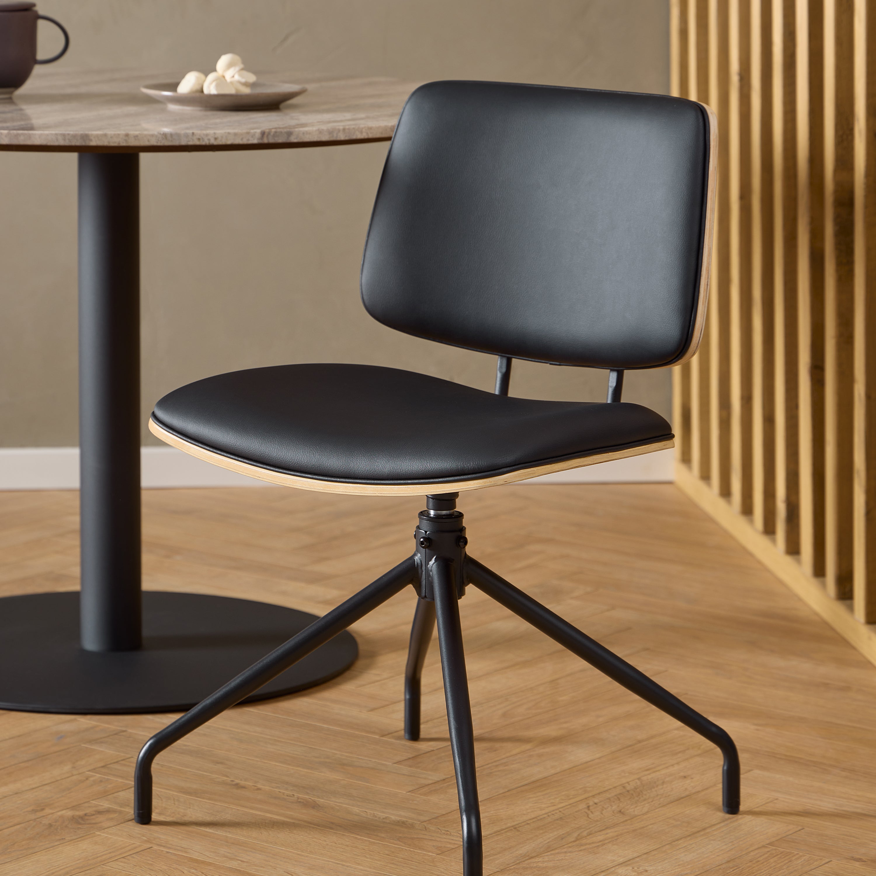Owen Swivel Dining Chairs in Matt Black Set of 2 – FTG, view 5