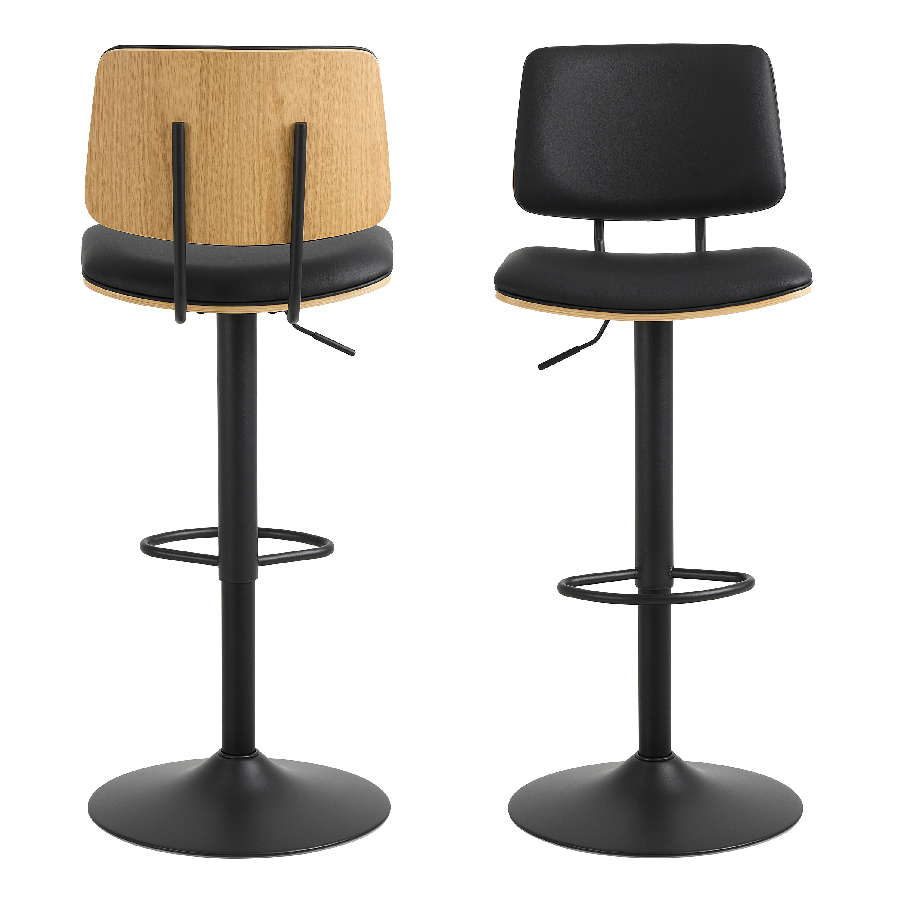 Owen Swivel Bar Stool With Height Adjustable Function in Matt Black – FTG, view 2
