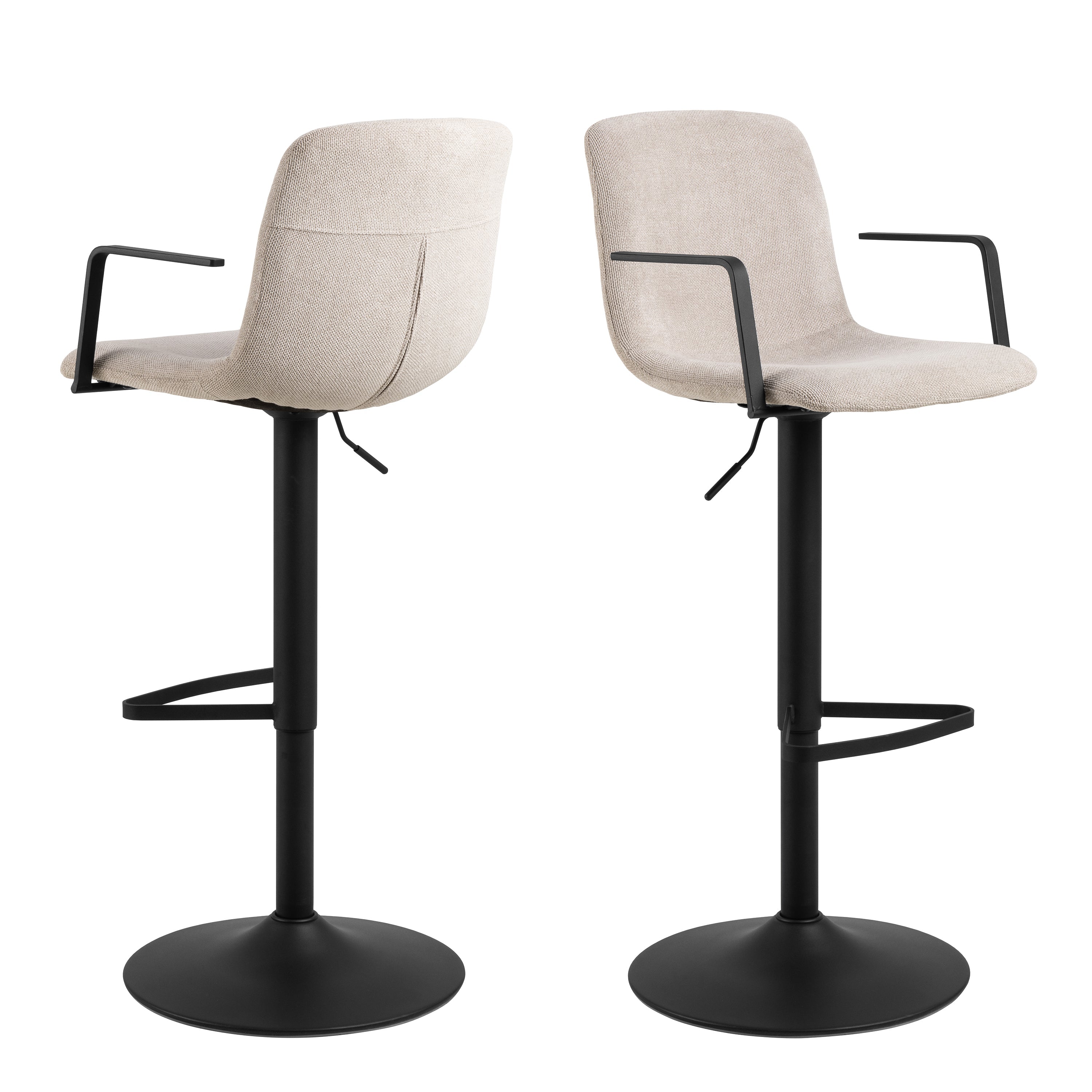 Pablo Swivel Beige Bar Stool With Adjustable Height Function Set of 2 – FTG