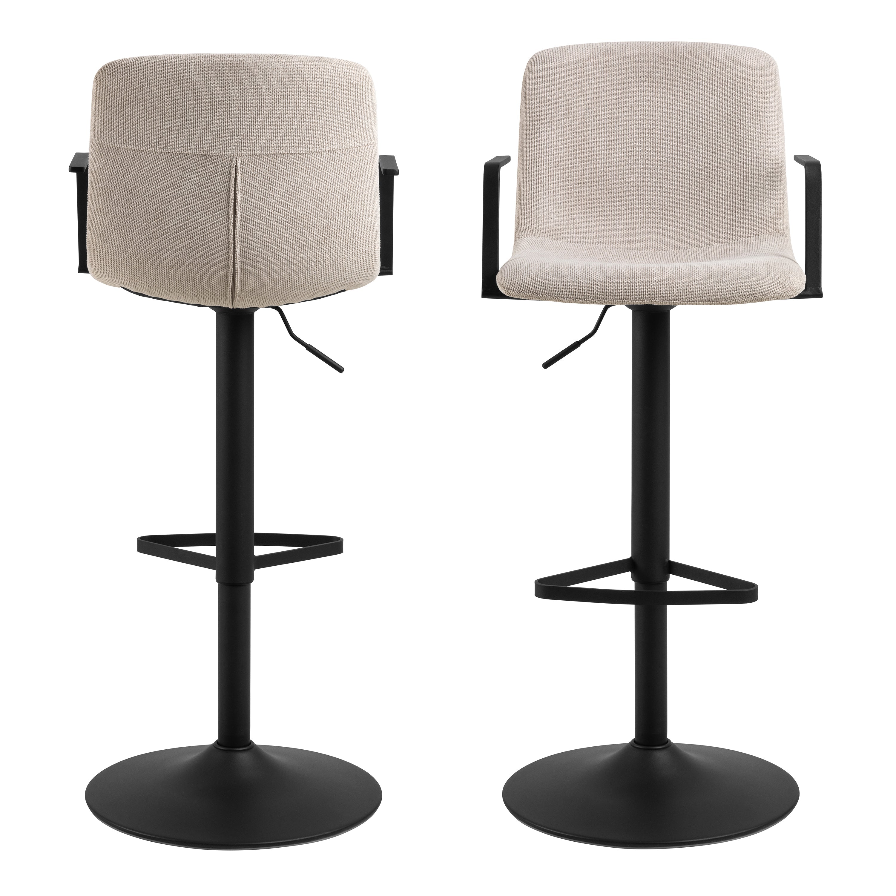 Pablo Swivel Beige Bar Stool With Adjustable Height Function Set of 2 – FTG, view 2