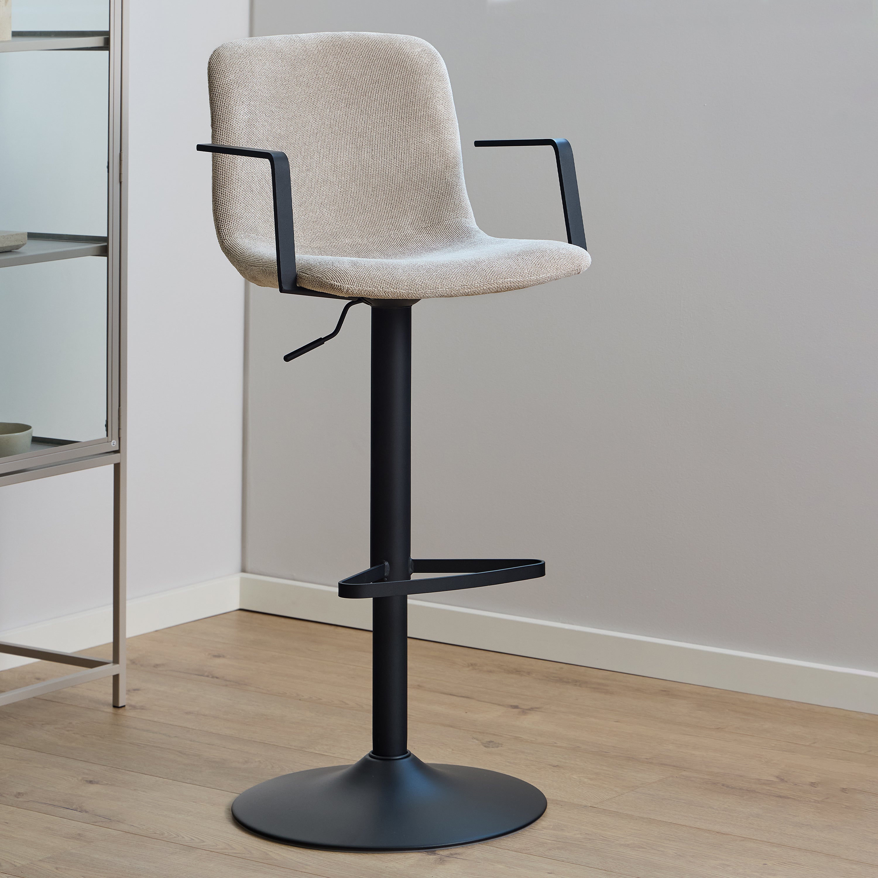 Pablo Swivel Beige Bar Stool With Adjustable Height Function Set of 2 – FTG, view 4