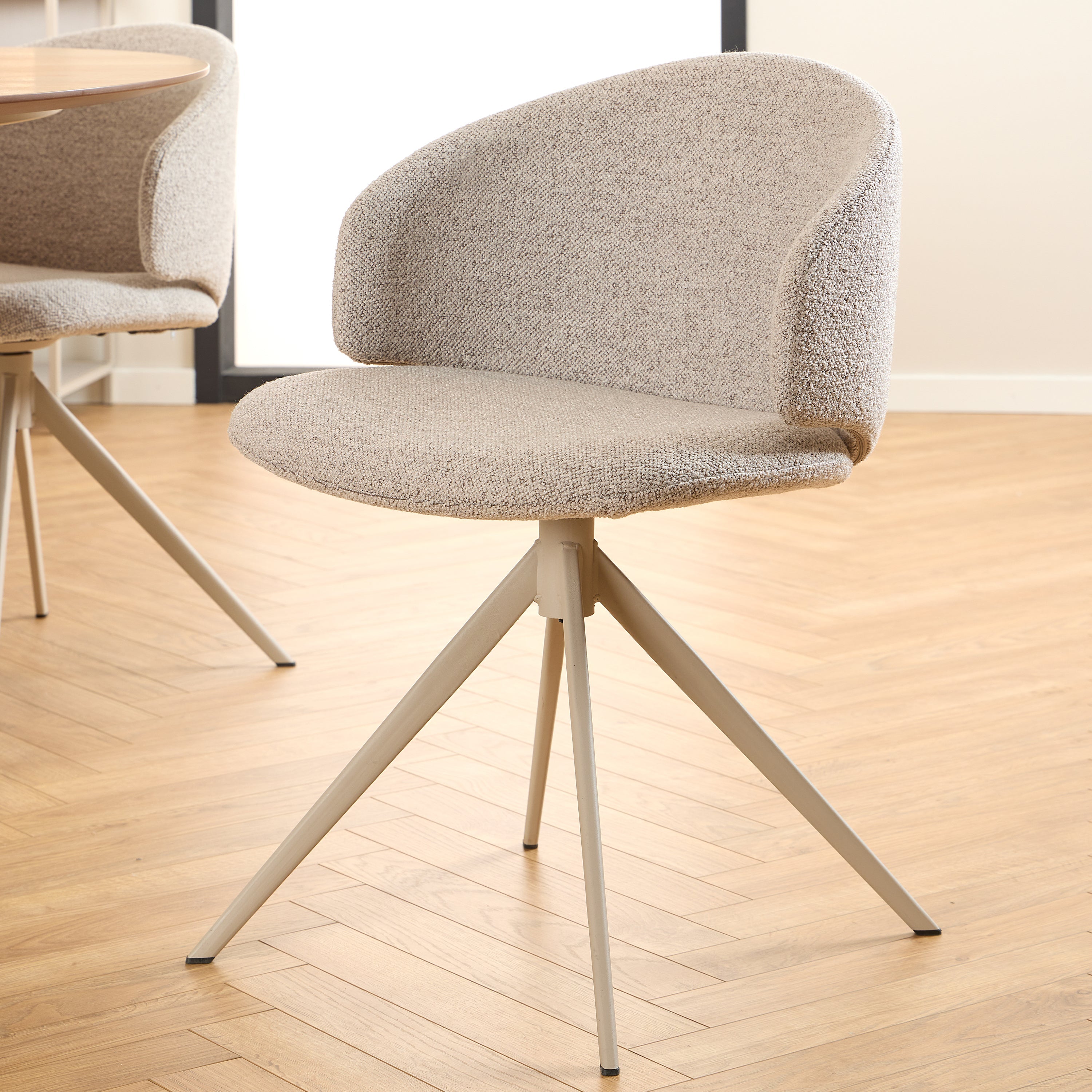 Ella Swivel Beige Dining Chair – FTG, view 5