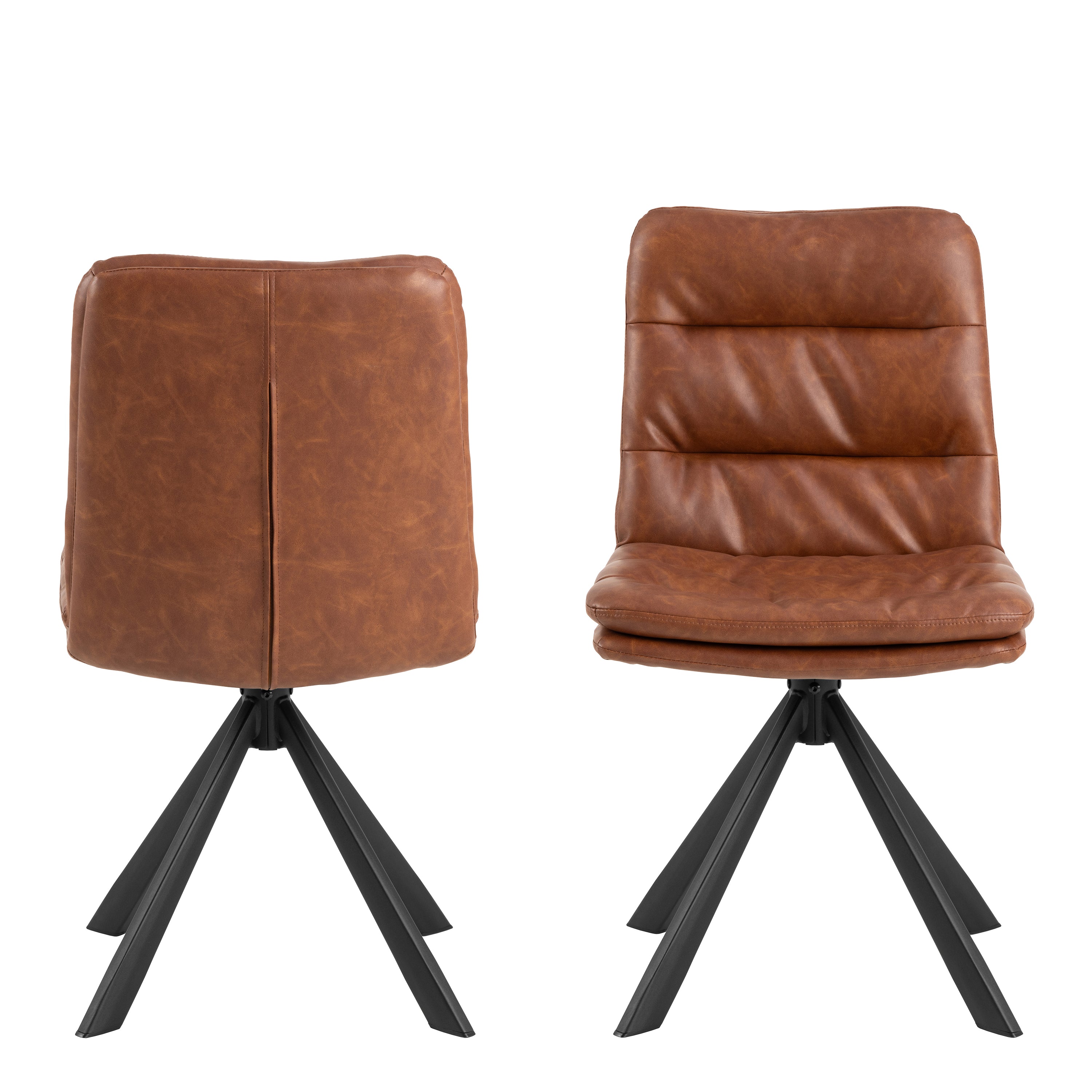 Dean Brandy PU Swivel Dining Chair Set of 2 – FTG, view 2