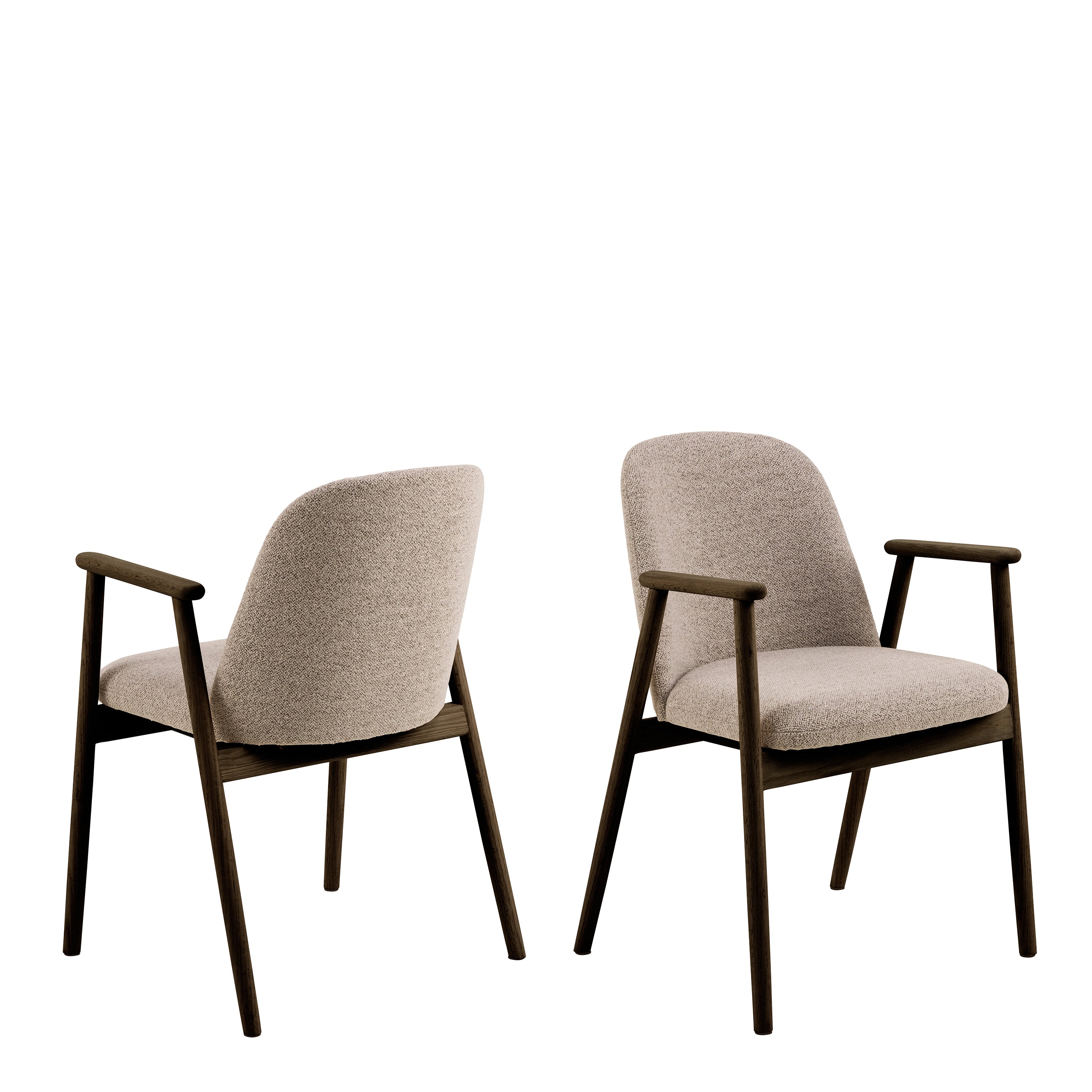 Leo Dining Chairs With Armrest in Monza Fabric Beige Set of 2 – FTG