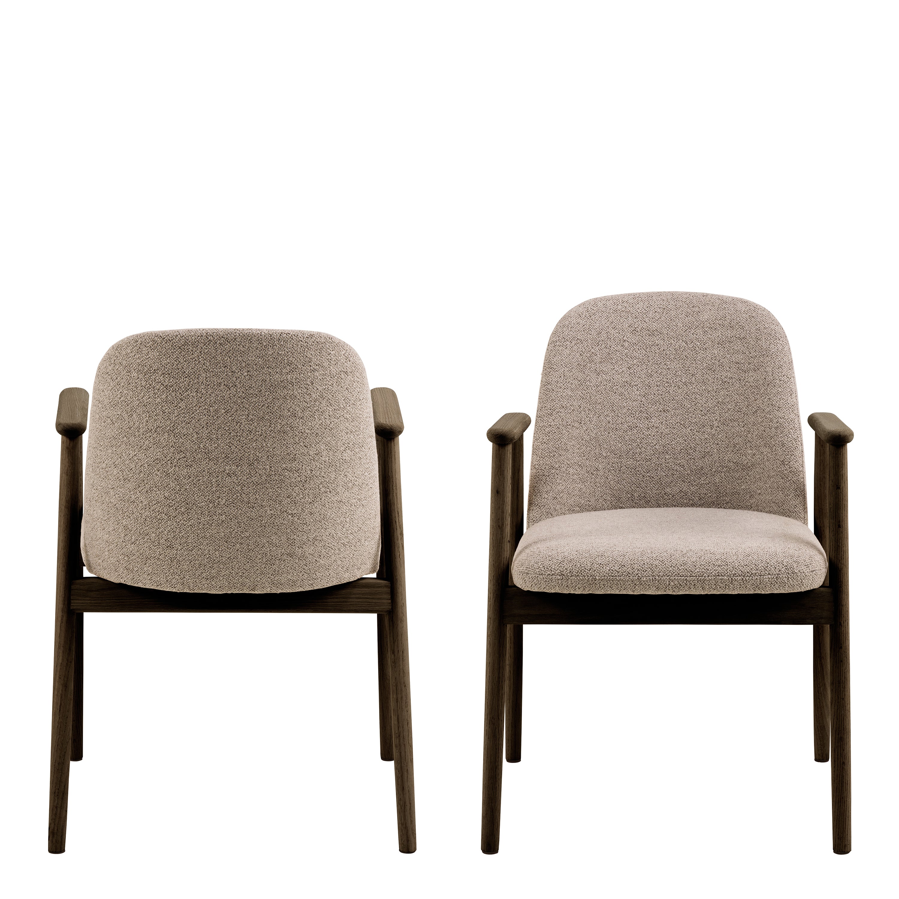 Leo Dining Chairs With Armrest in Monza Fabric Beige Set of 2 – FTG, view 2
