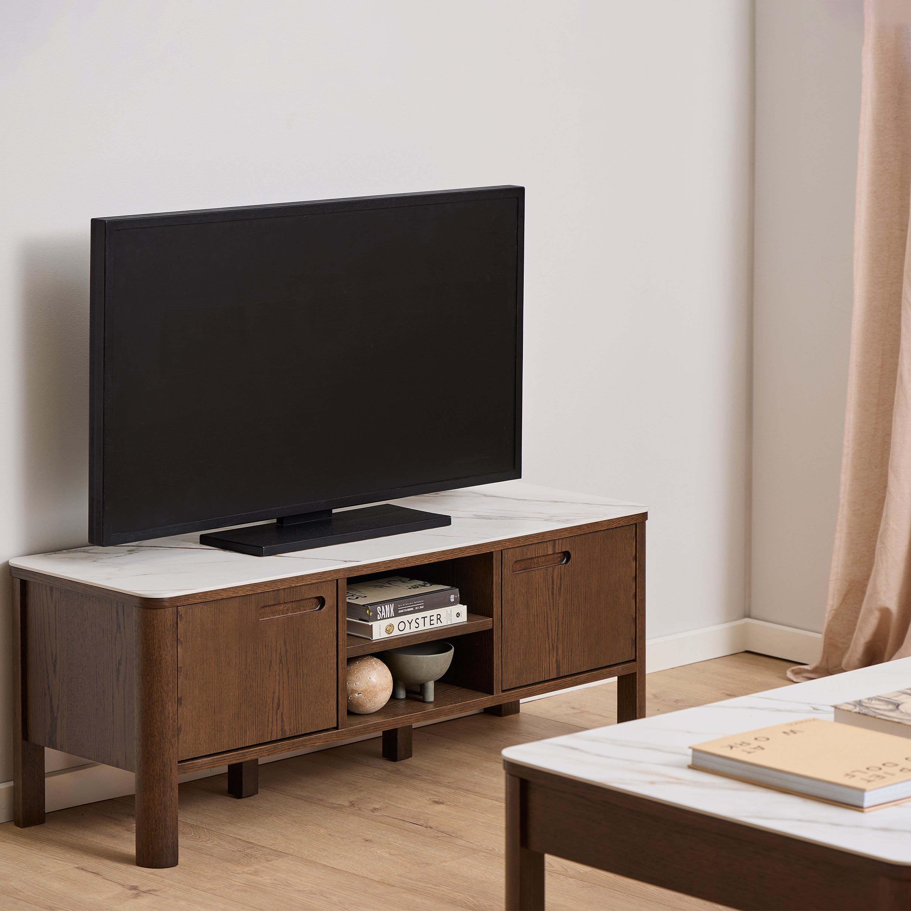 Southampton TV Unit 2 Doors 1 Shelf in Ceramic Cream – FTG, view 5