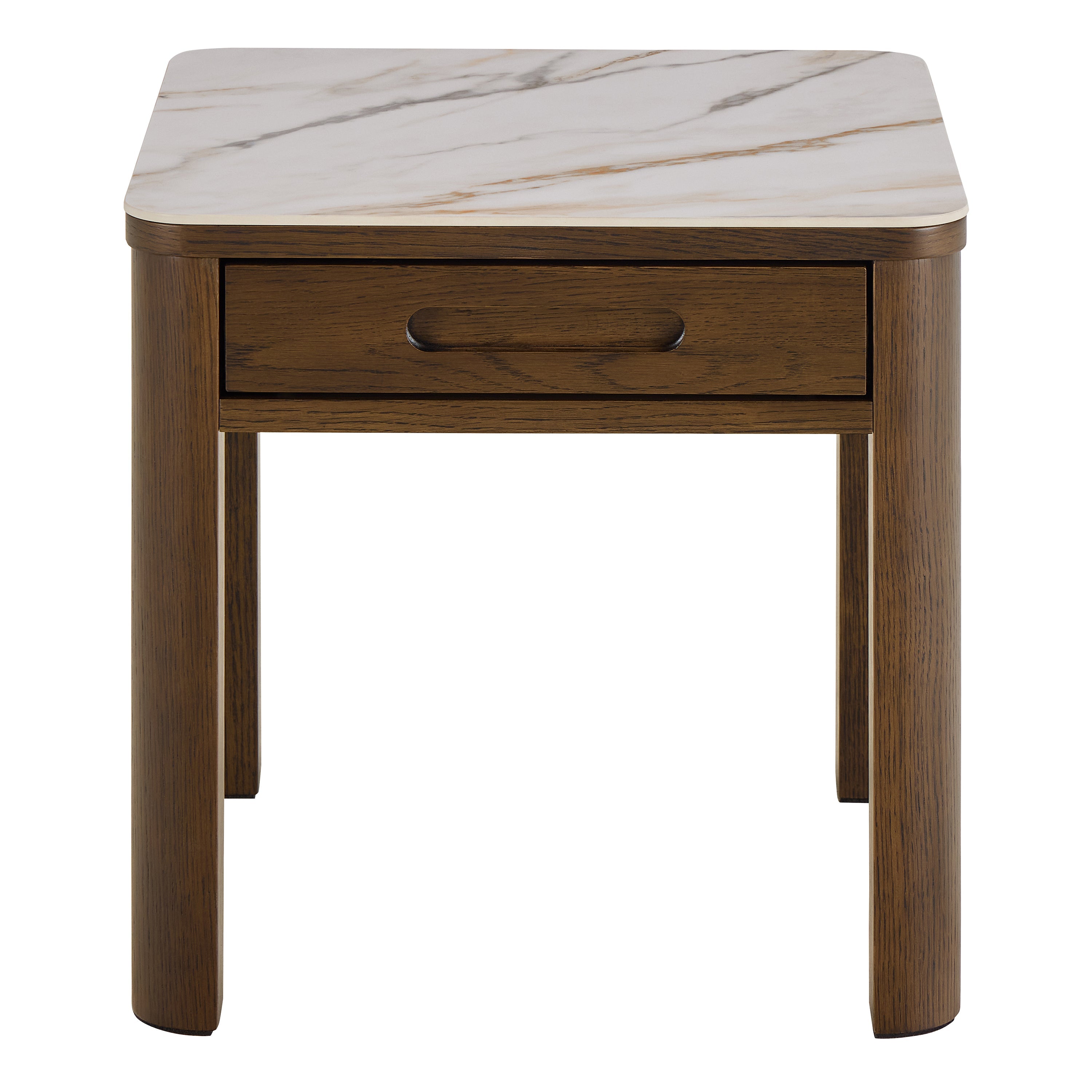 Southampton Square Side Table 1 Drawer in Cream Ceramic – FTG, view 2