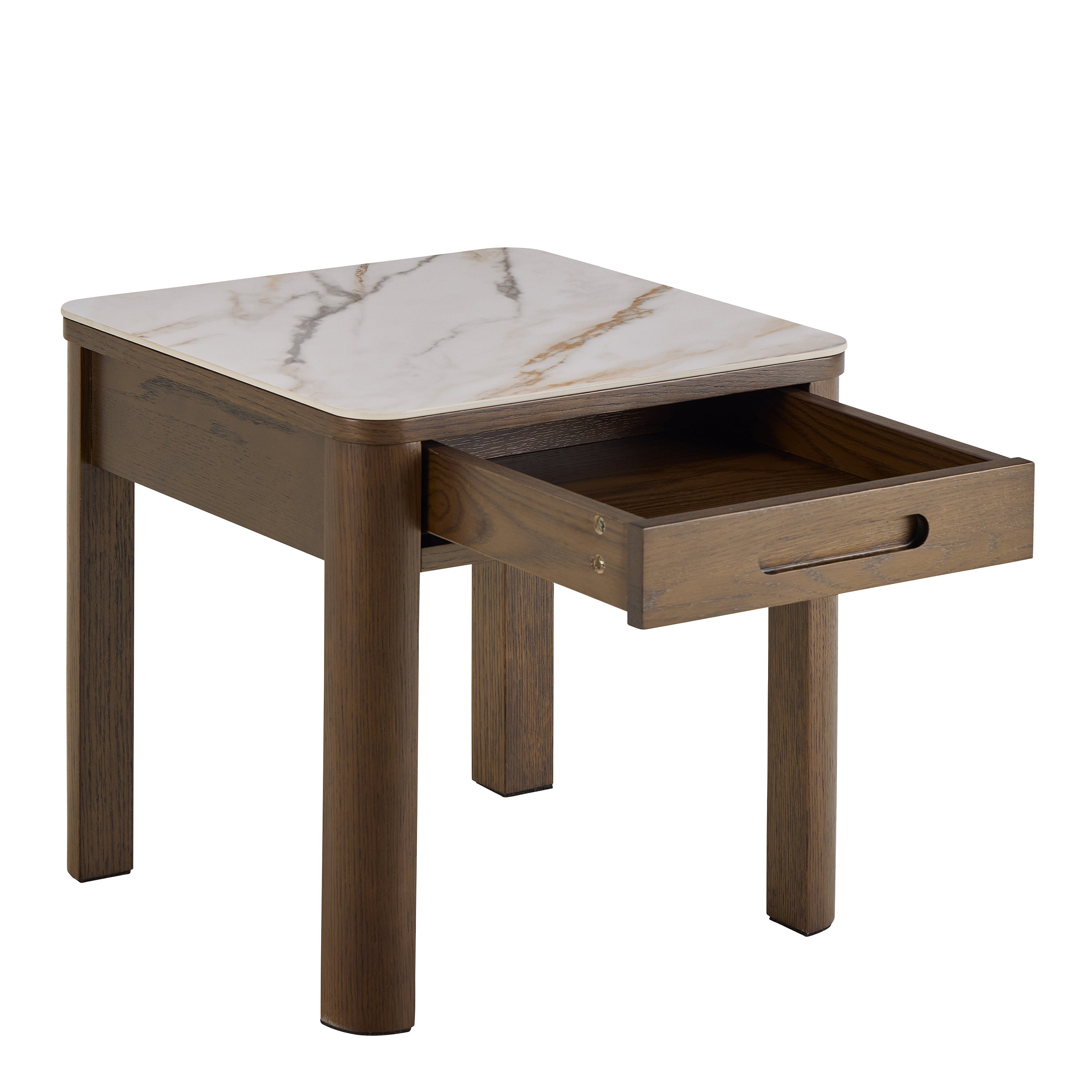 Southampton Square Side Table 1 Drawer in Cream Ceramic – FTG, view 4