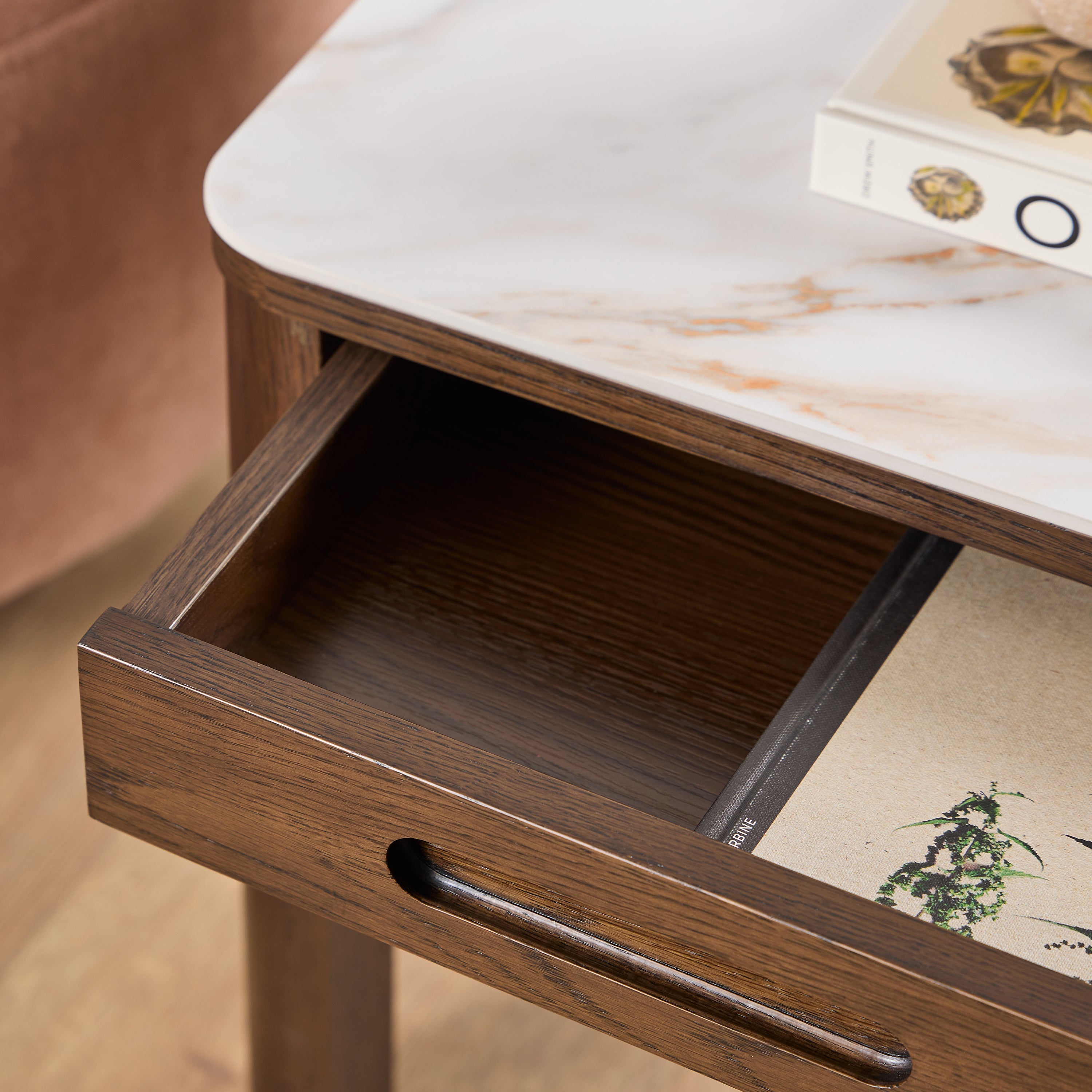 Southampton Square Side Table 1 Drawer in Cream Ceramic – FTG, view 6