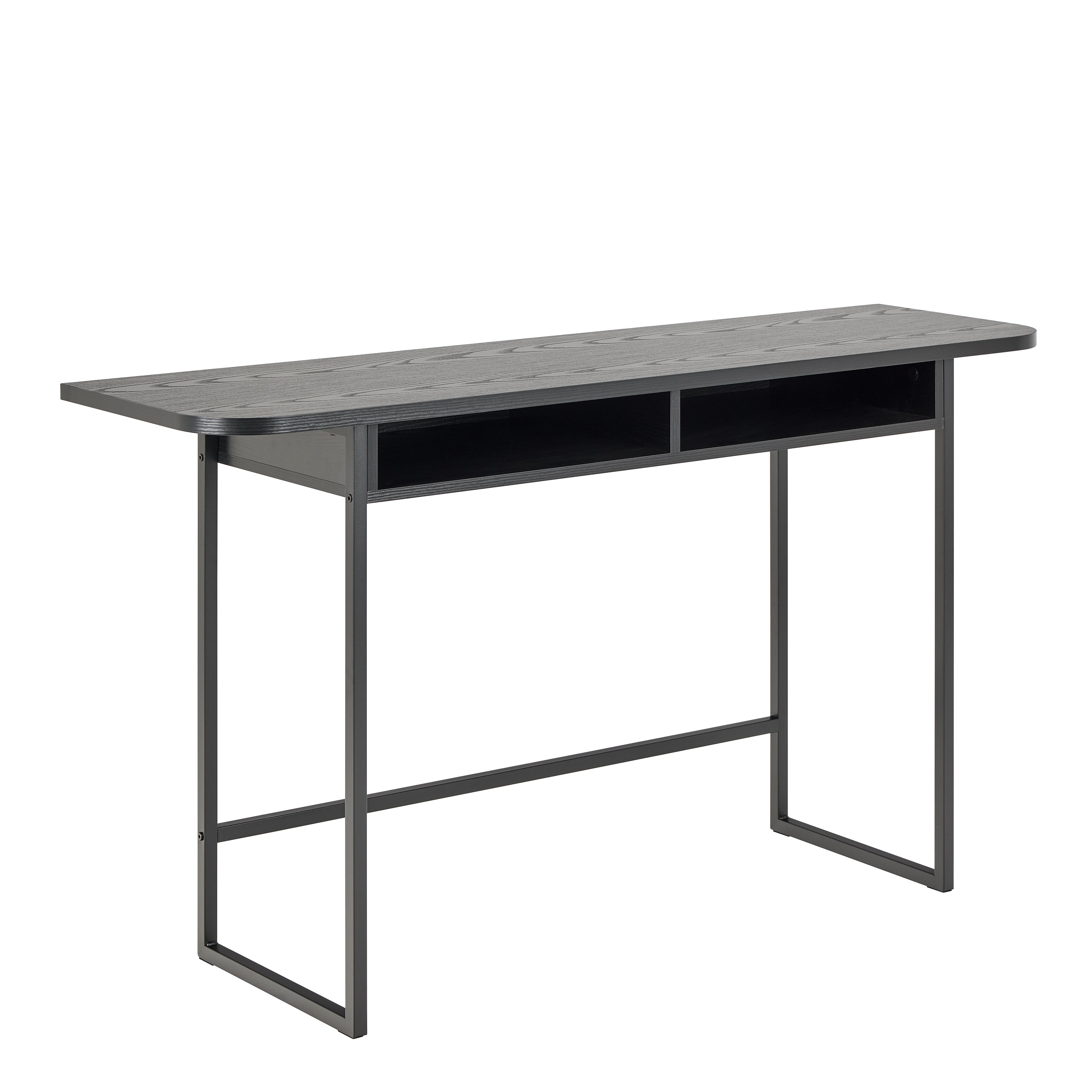 Darlington Console Table With Open Shelf and Oak Top in Black – FTG