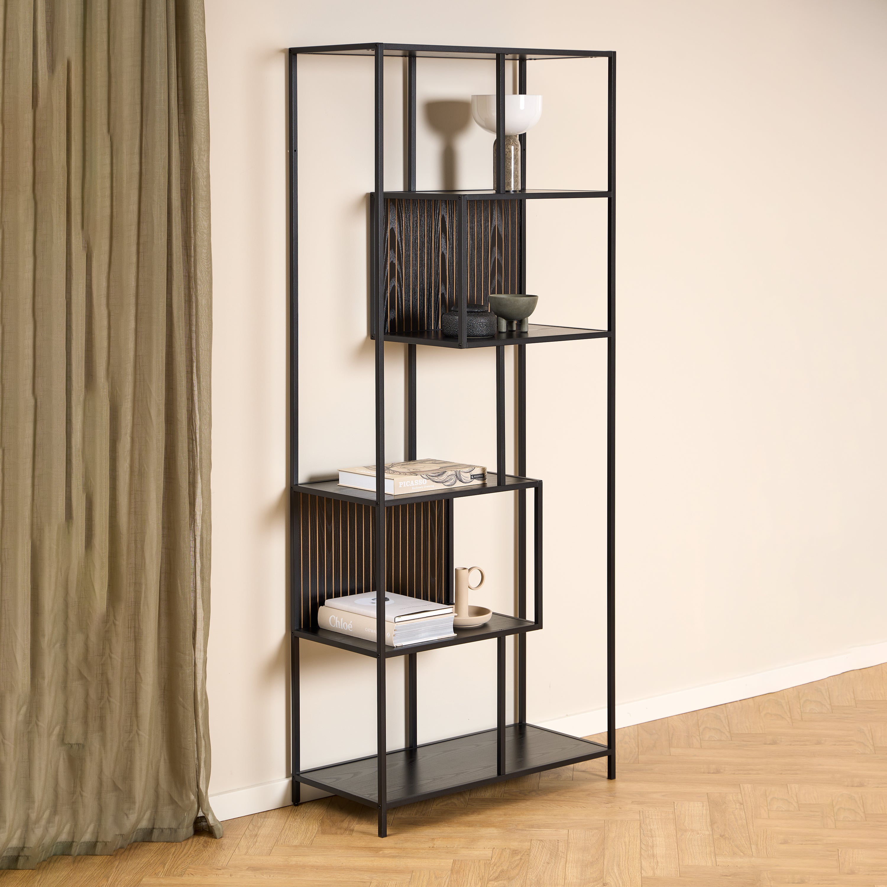 Seaford Bookcase with 5 Shelves in Black
