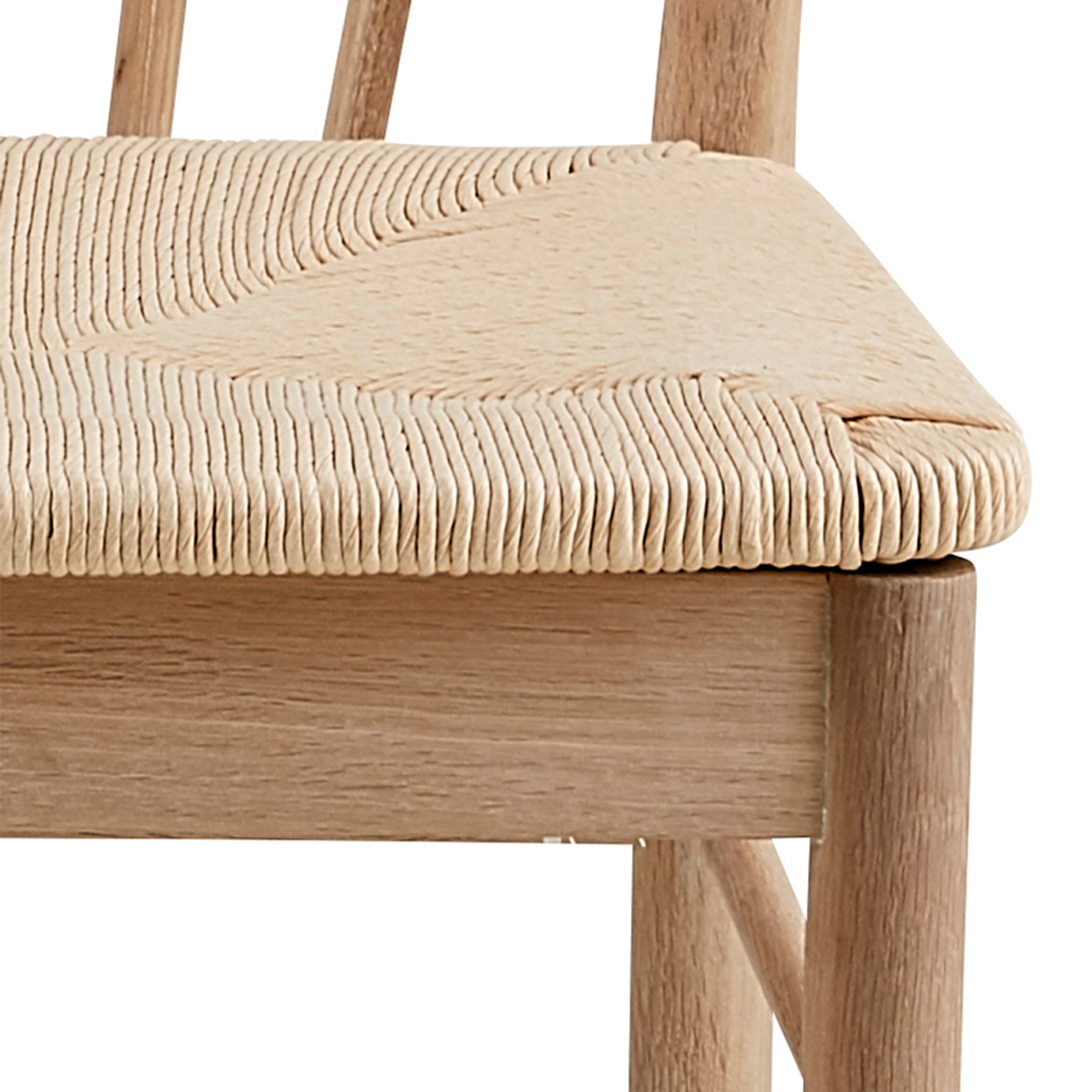 I_Duncan Round Dining Table in White Oak Included 4 Cassandra Dining Chair with Armrest in White Oak – FTG, view 10