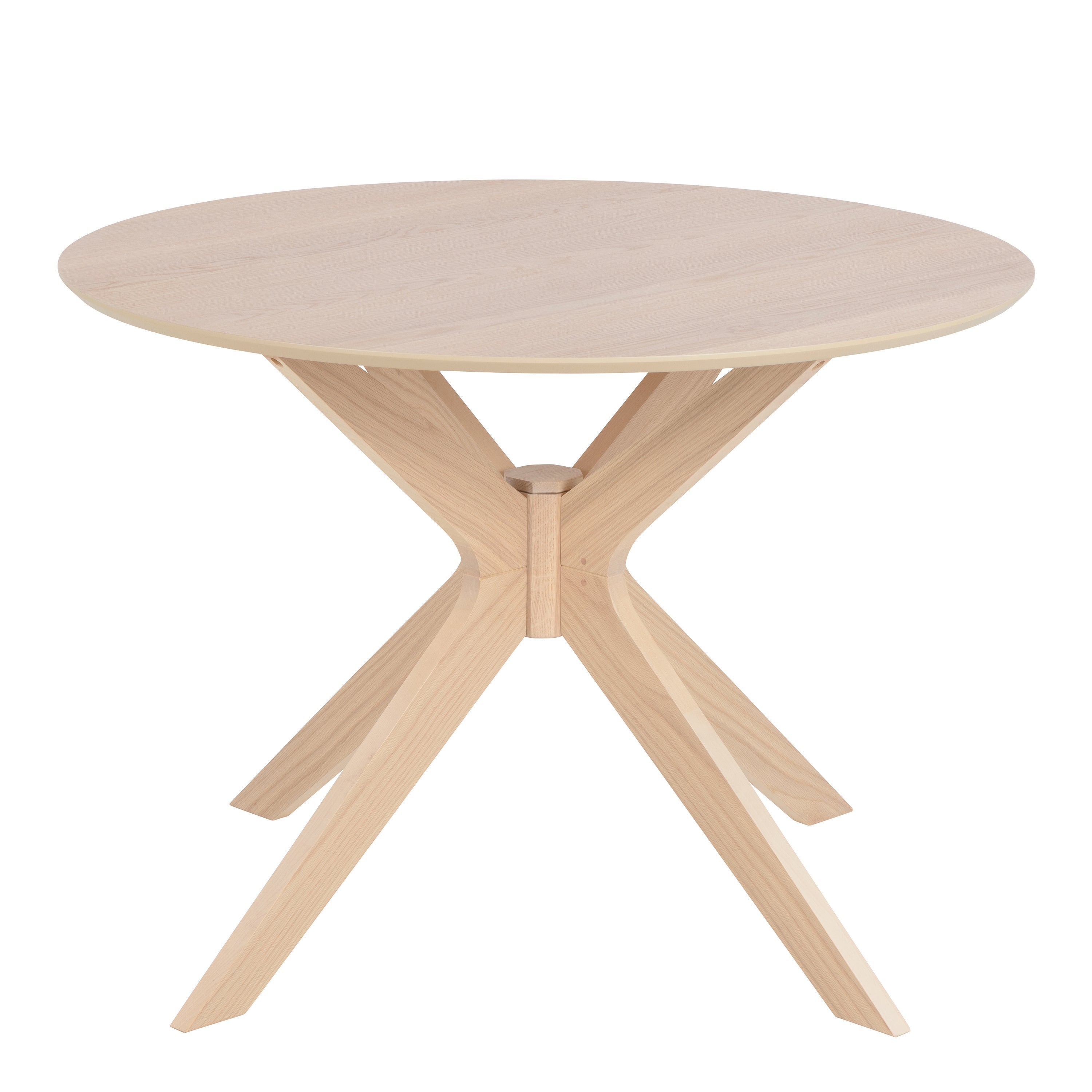 I_Duncan Round Dining Table in White Oak Included 4 Cassandra Dining Chair with Armrest in White Oak – FTG, view 3
