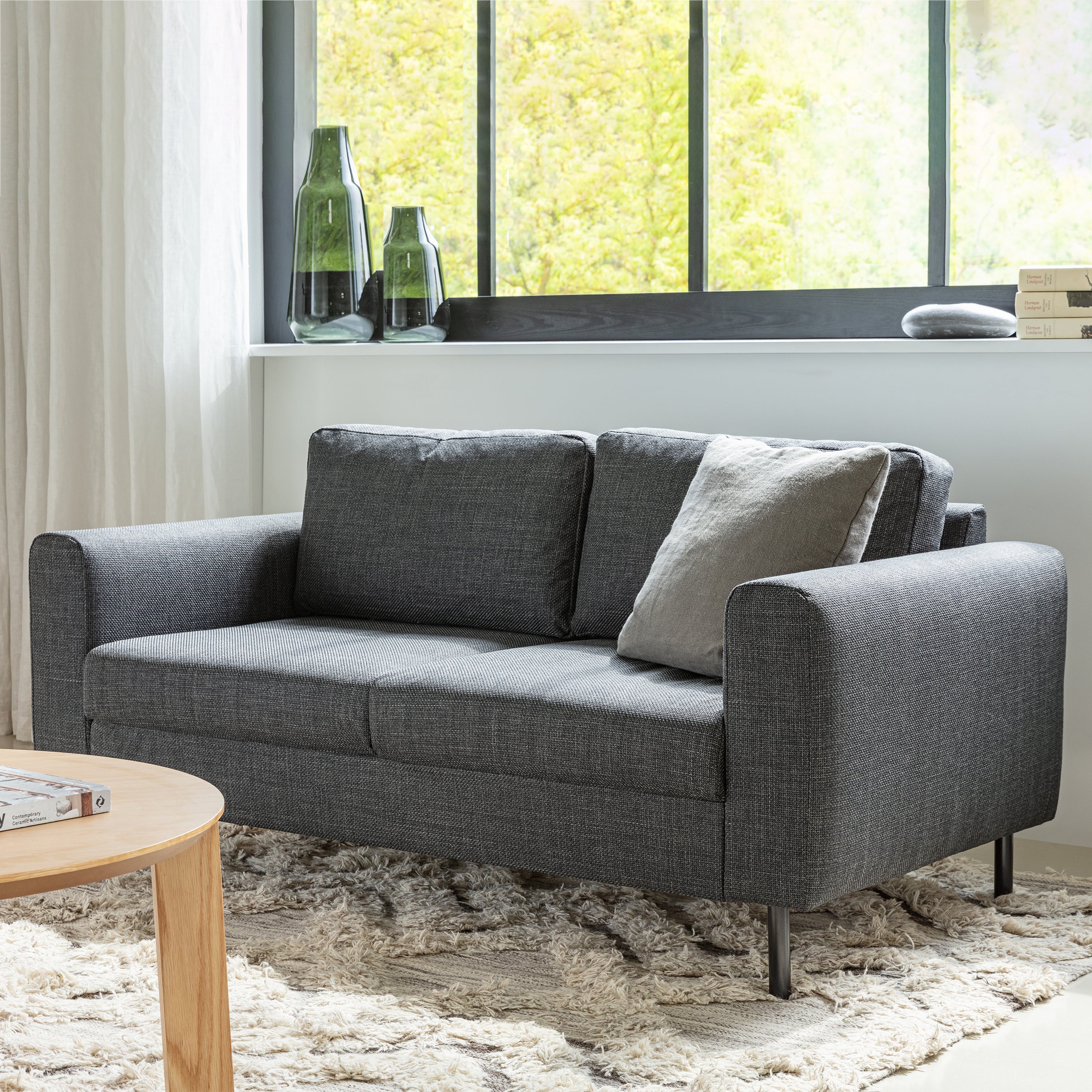 Omaha 2 + 3 Seater Sofa set in Basel Dark Grey Fabric – FTG