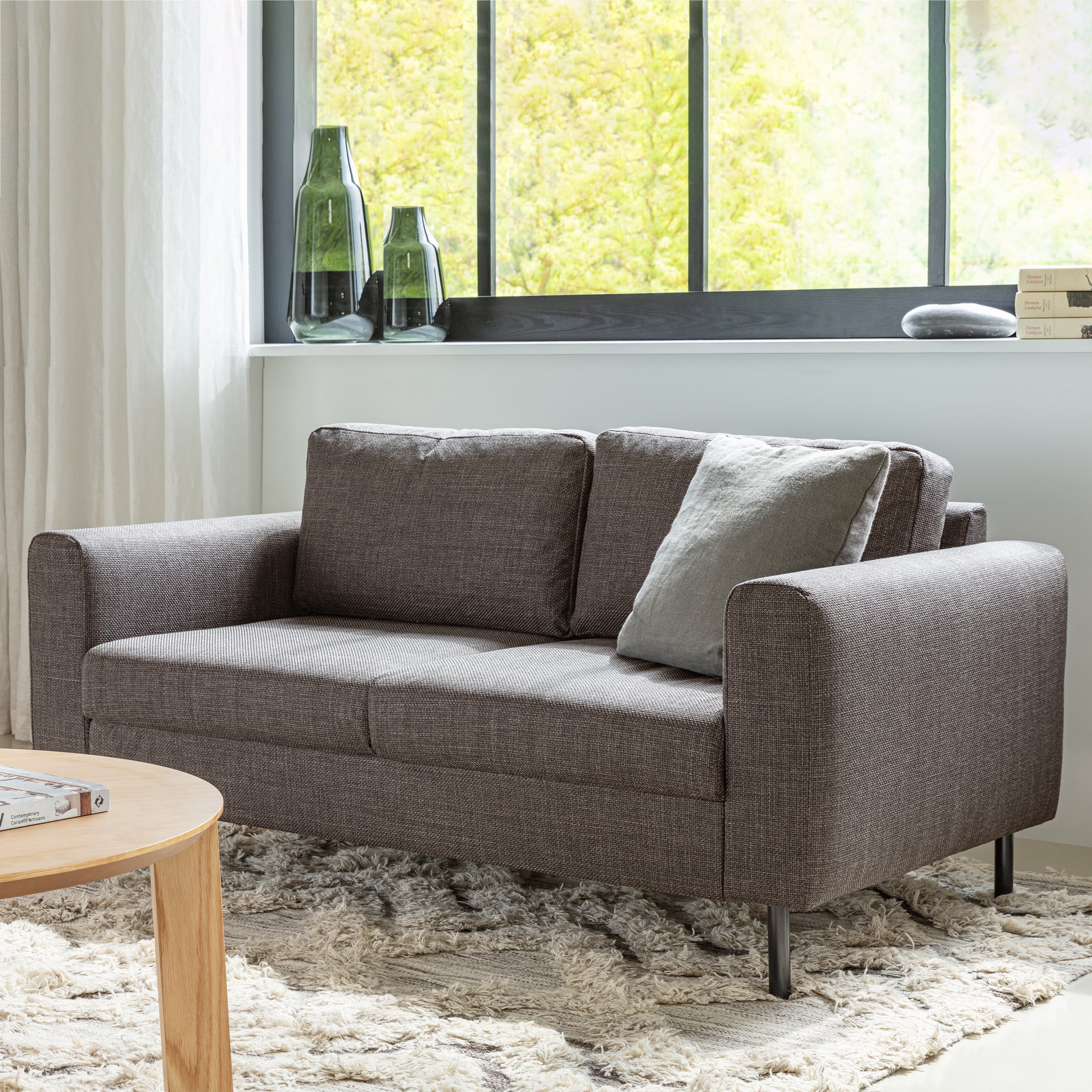 Omaha Set of 2 x 2 Seater Sofas in Basel Light Grey Brown Fabric – FTG, view 7