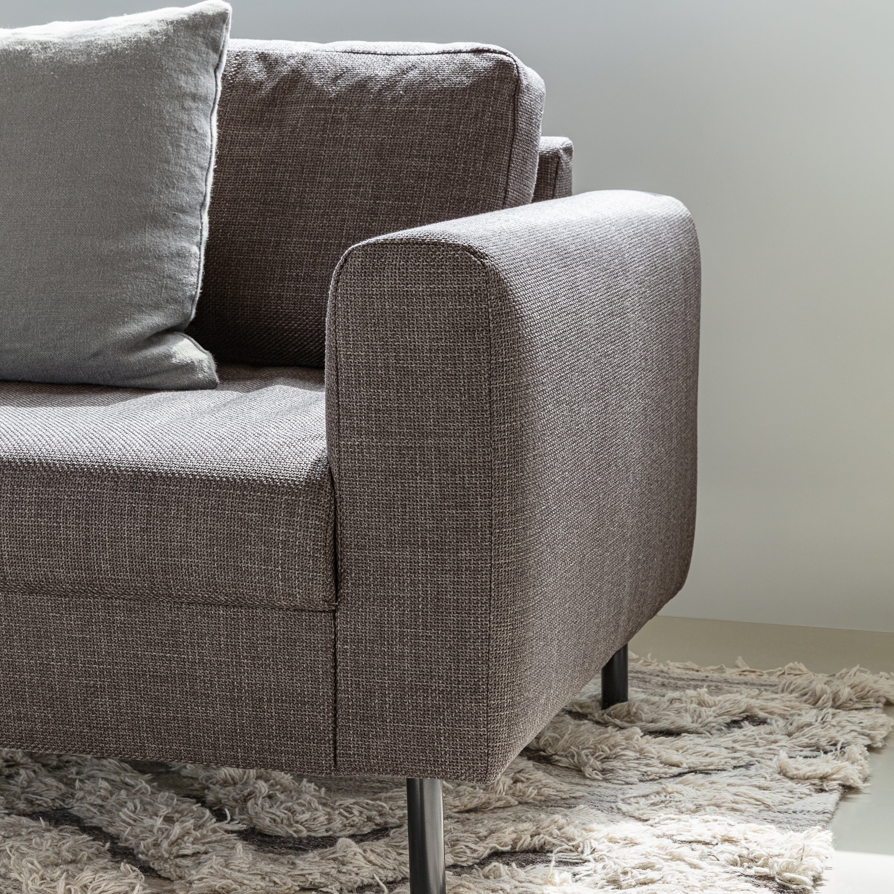 Omaha Set of 2 x 2 Seater Sofas in Basel Light Grey Brown Fabric – FTG, view 8