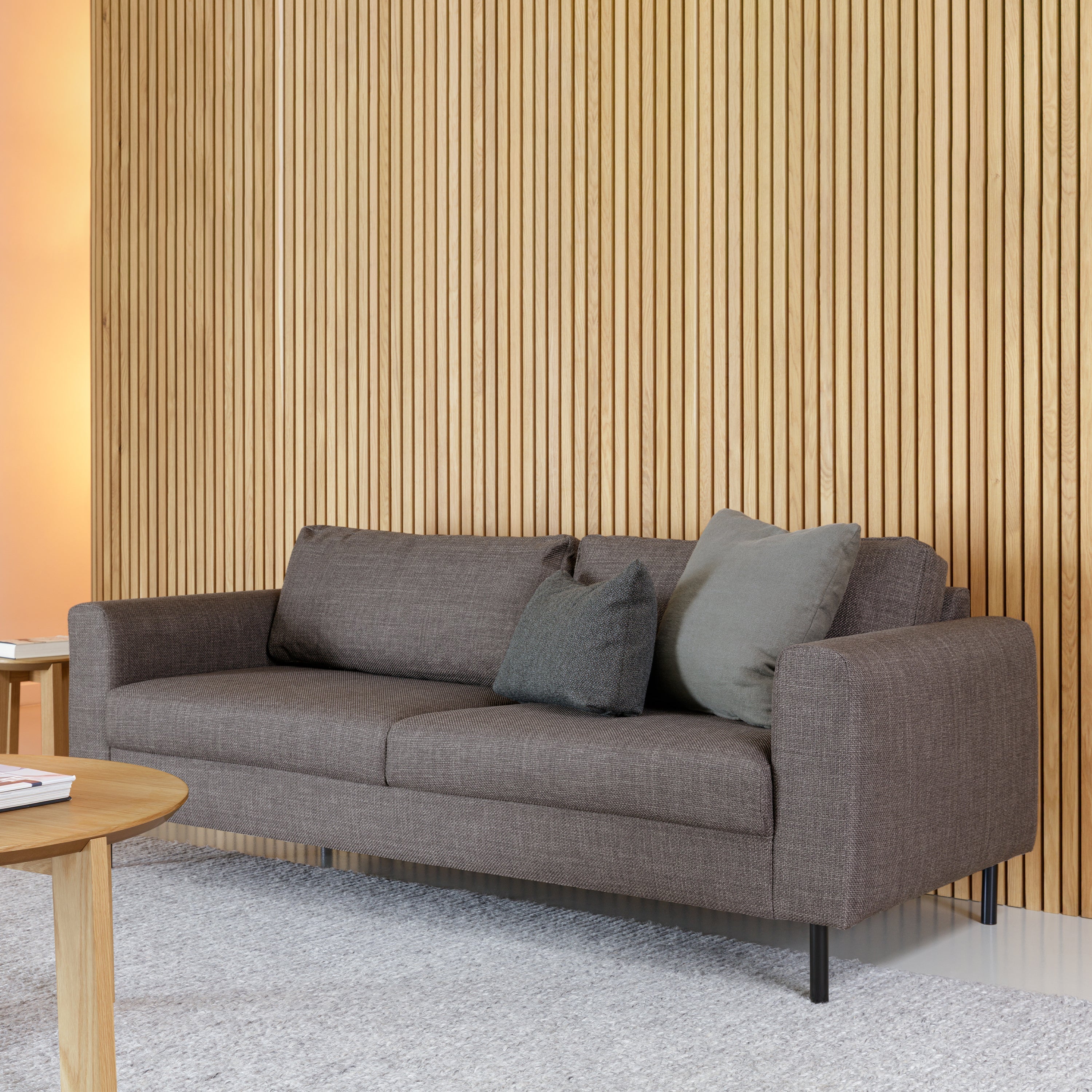 Omaha Set of 2 x 3 Seater Sofas in Basel Light Grey Brown Fabric – FTG, view 7
