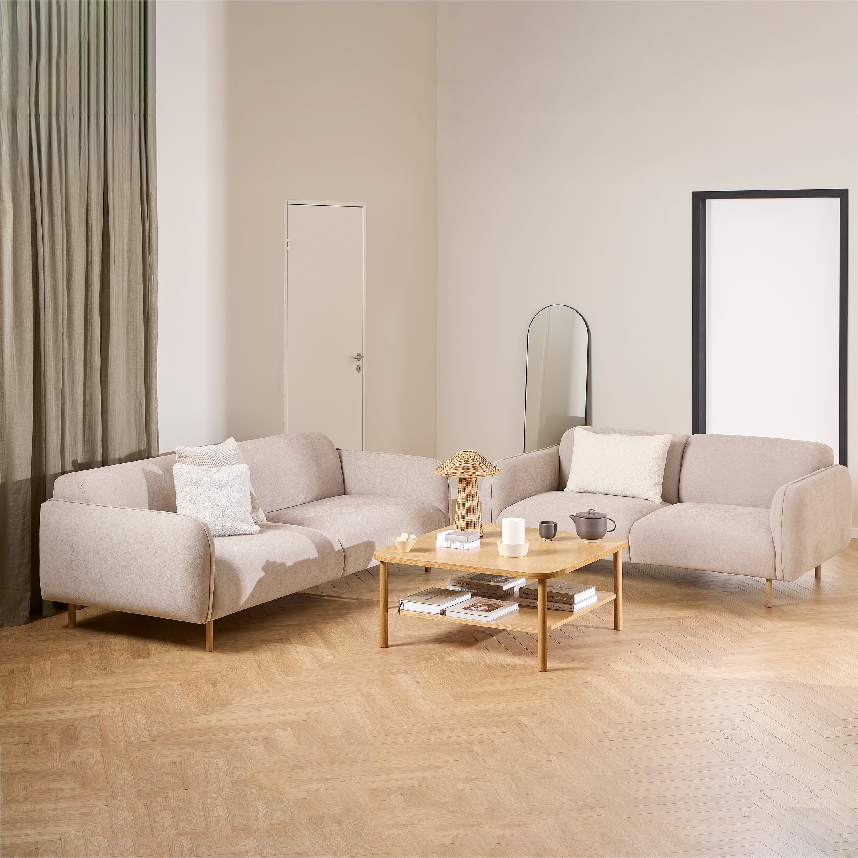 Westham 2.5 + 3 Seater Sofa Set in Fay Beige Fabric – FTG