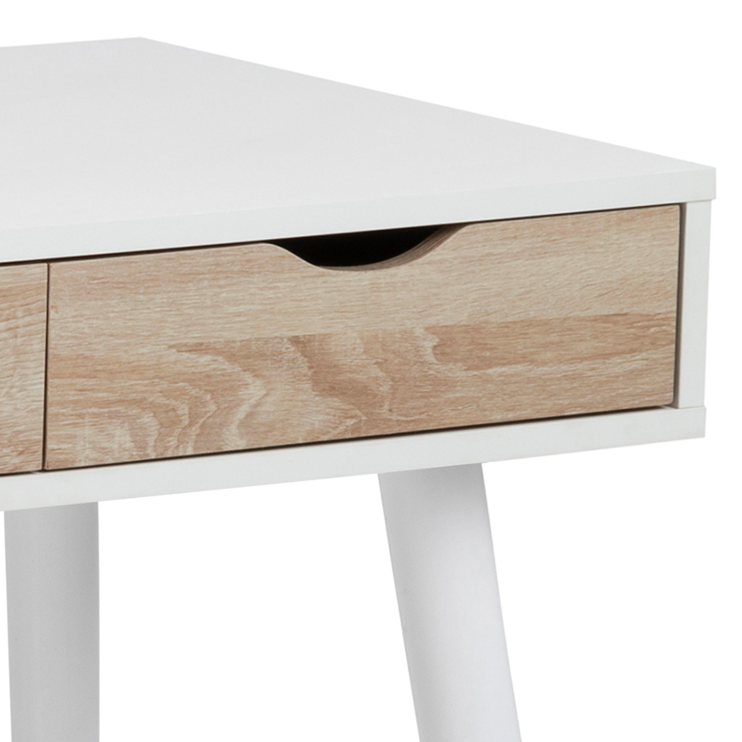 Neptun 3 Drawer Desk in White with 3 Oak Drawers – FTG, view 9