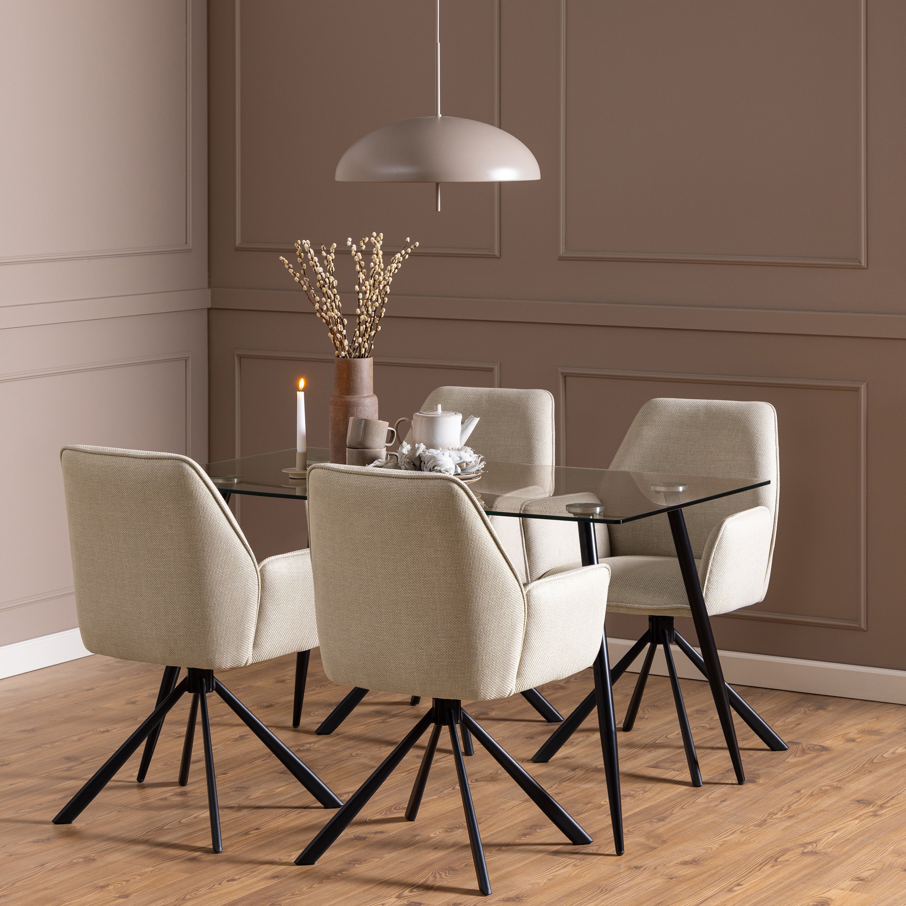 Wilma Dining Table with Glass Top – FTG, view 3