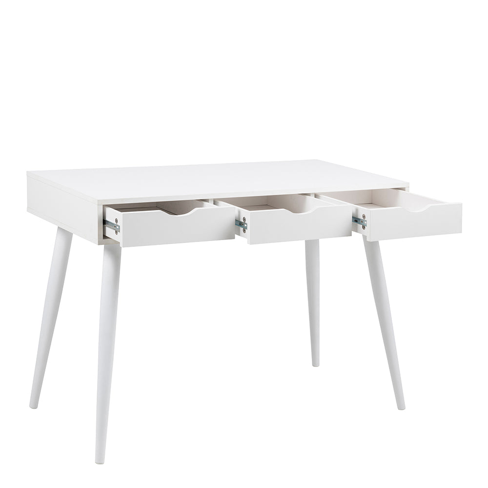 Neptun 3 Drawer Office Desk in White – FTG, view 3