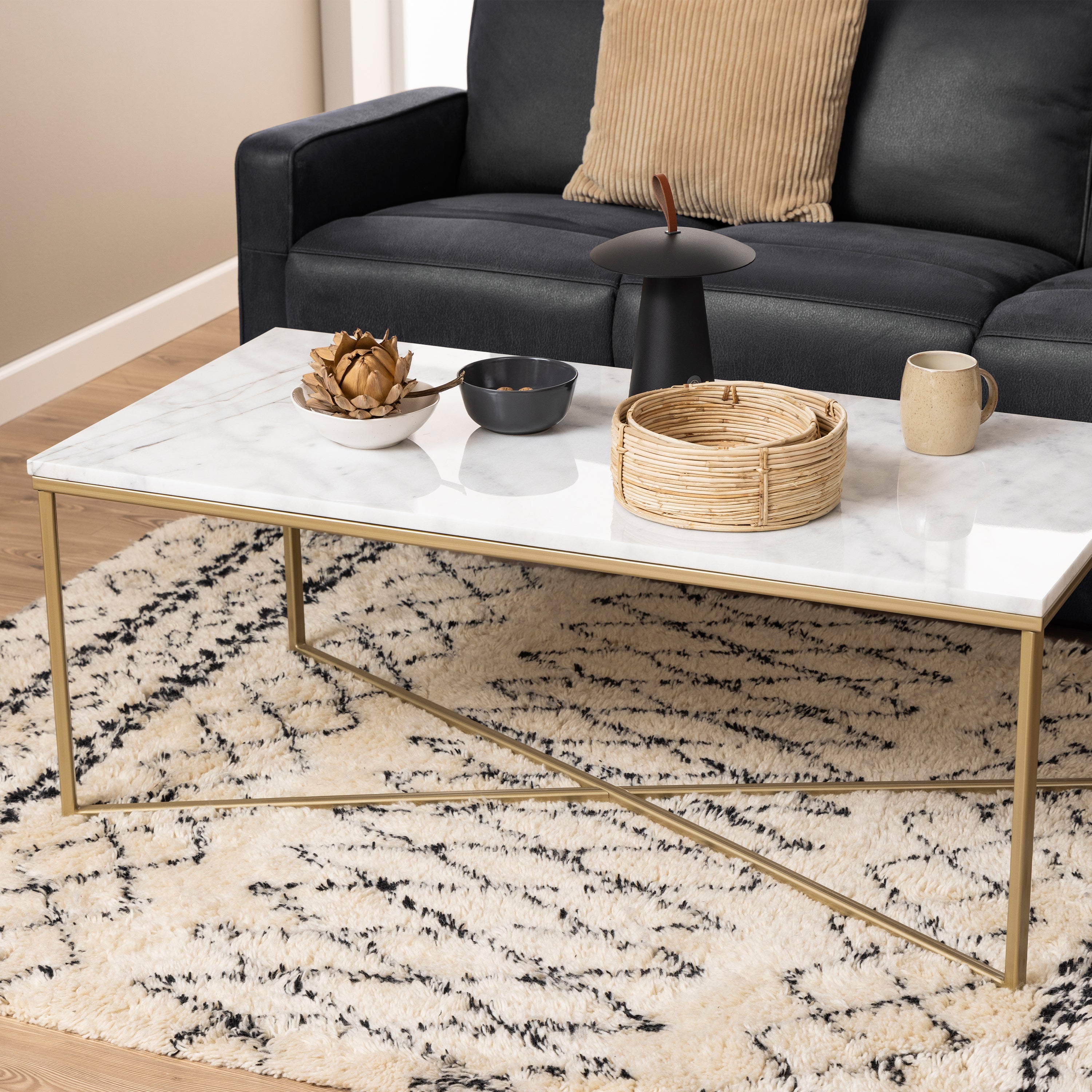 Alisma Coffee Table with White Marble Top – FTG, view 3