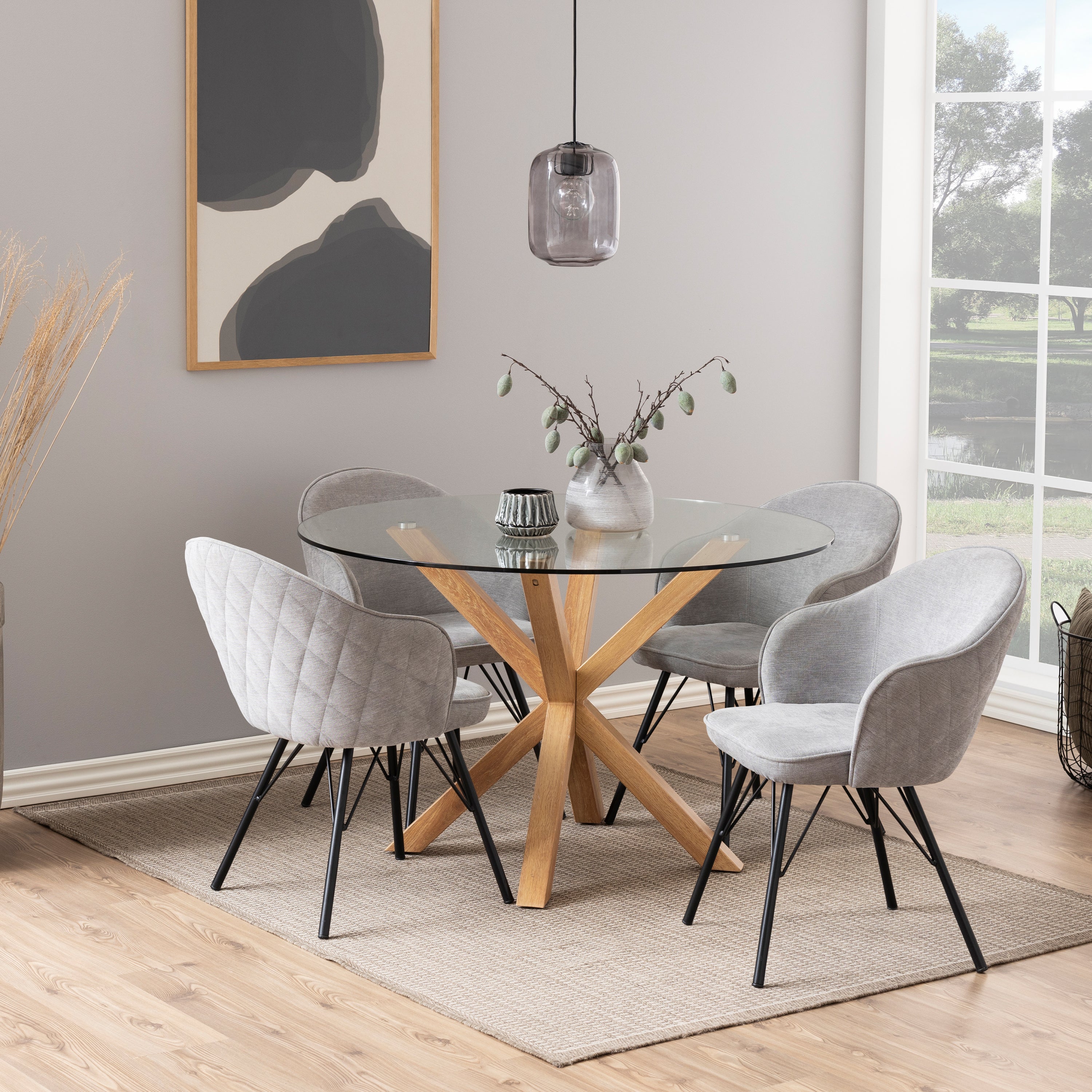 Heaven Round Dining Table with Glass Top 119x75.5cm – FTG, view 3