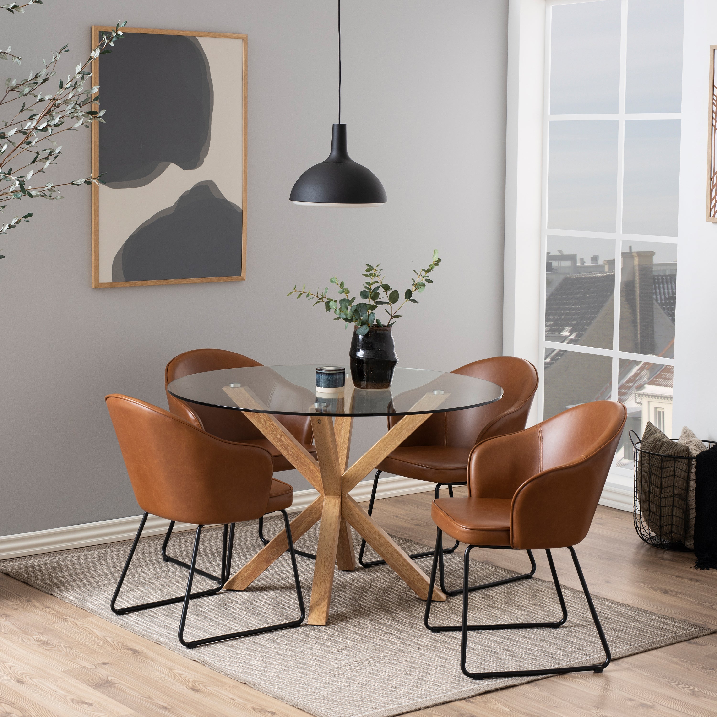 Heaven Round Dining Table with Glass Top 119x75.5cm – FTG, view 5