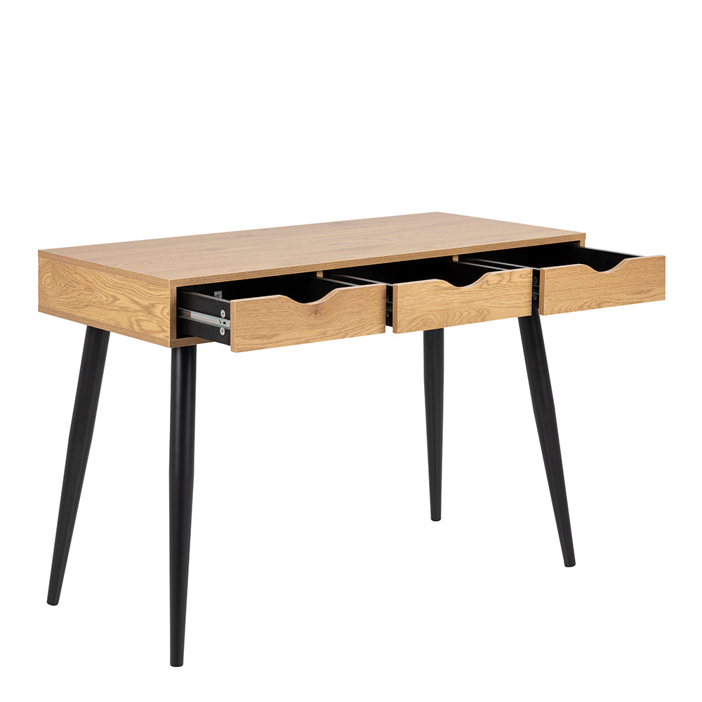 Neptun 3 Drawer Office Desk in Oak – FTG, view 5