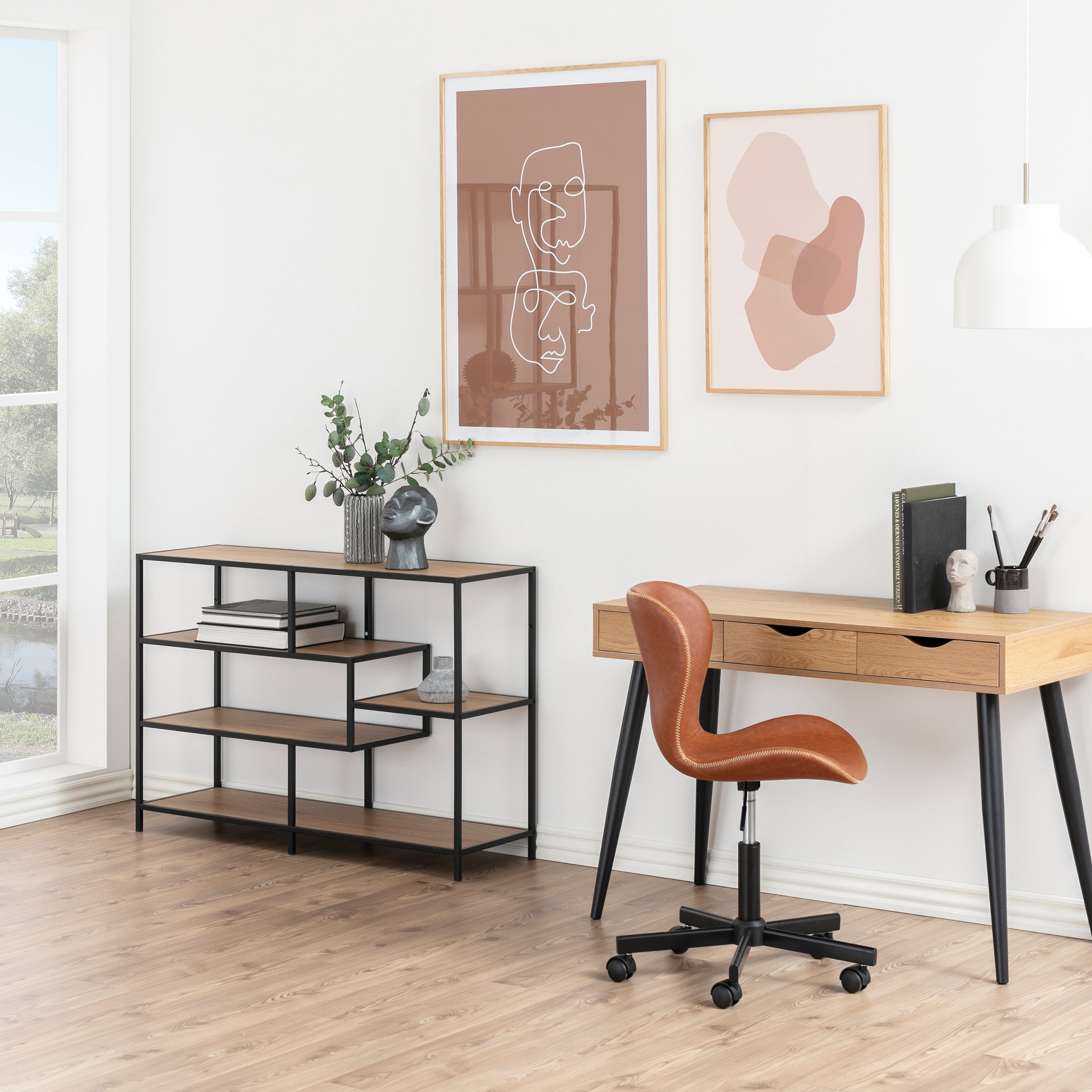 Neptun 3 Drawer Office Desk in Oak – FTG, view 7