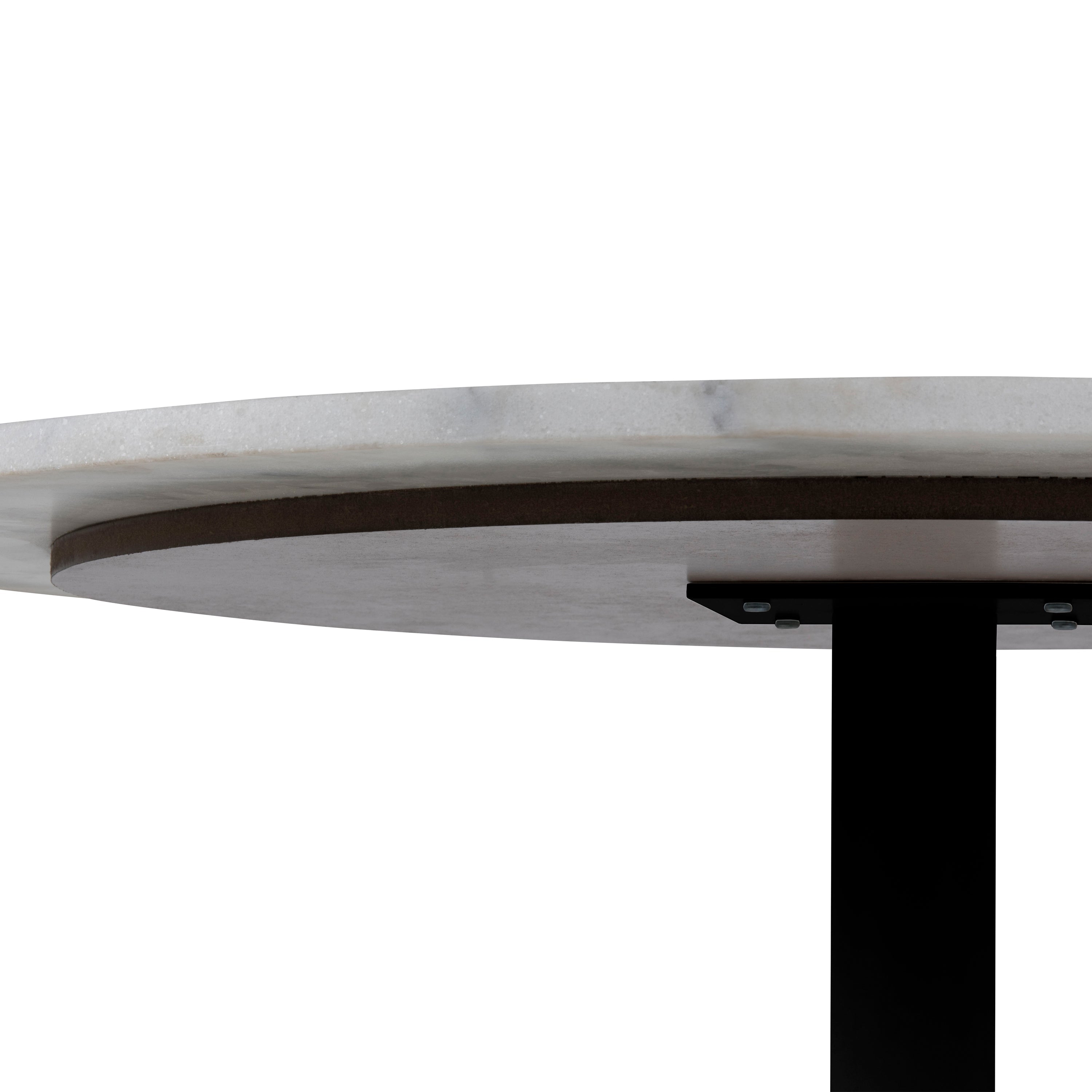 Tarifa Round Dining Table with White Polished Marble Top and Black Base – FTG, view 11