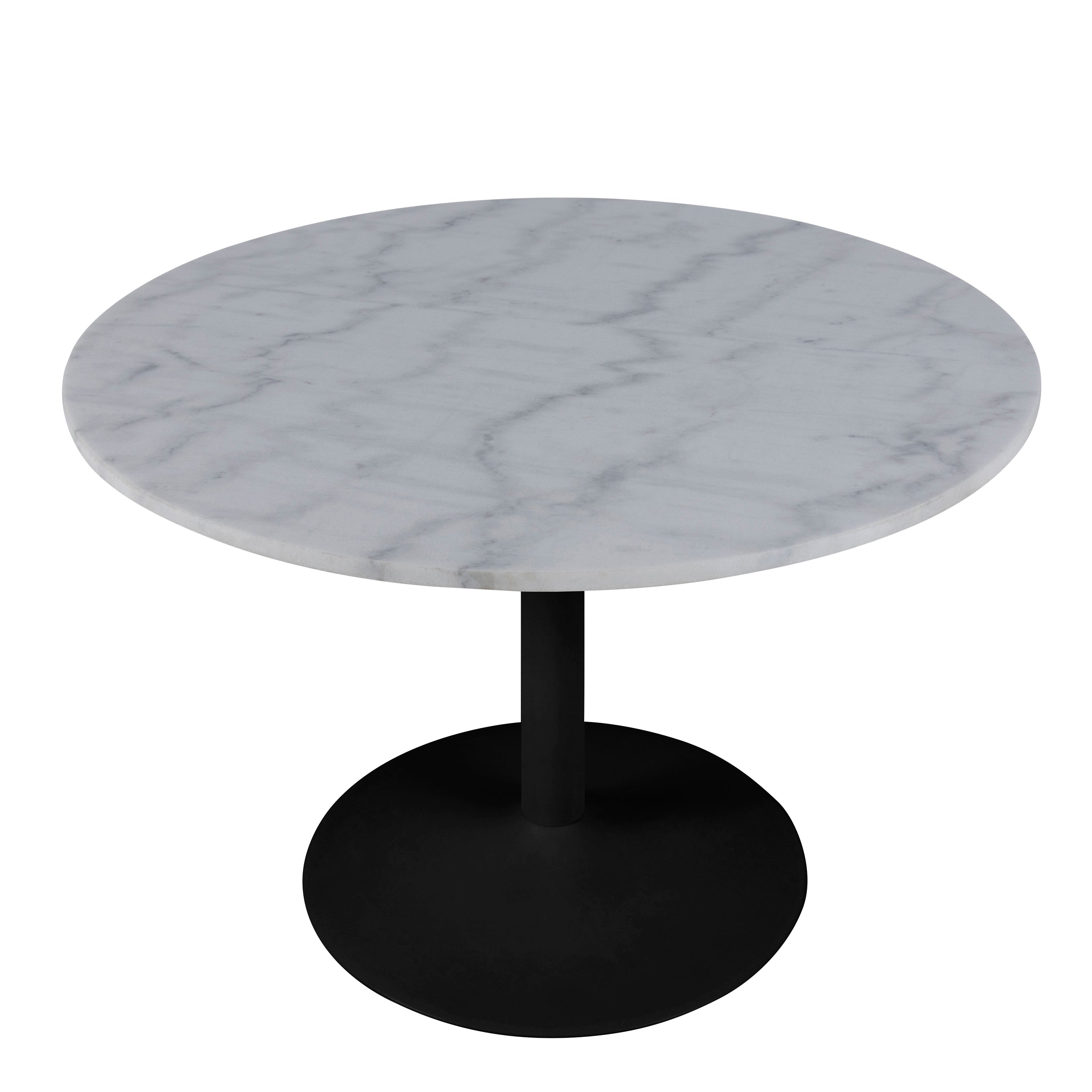 Tarifa Round Dining Table with White Polished Marble Top and Black Base – FTG, view 3