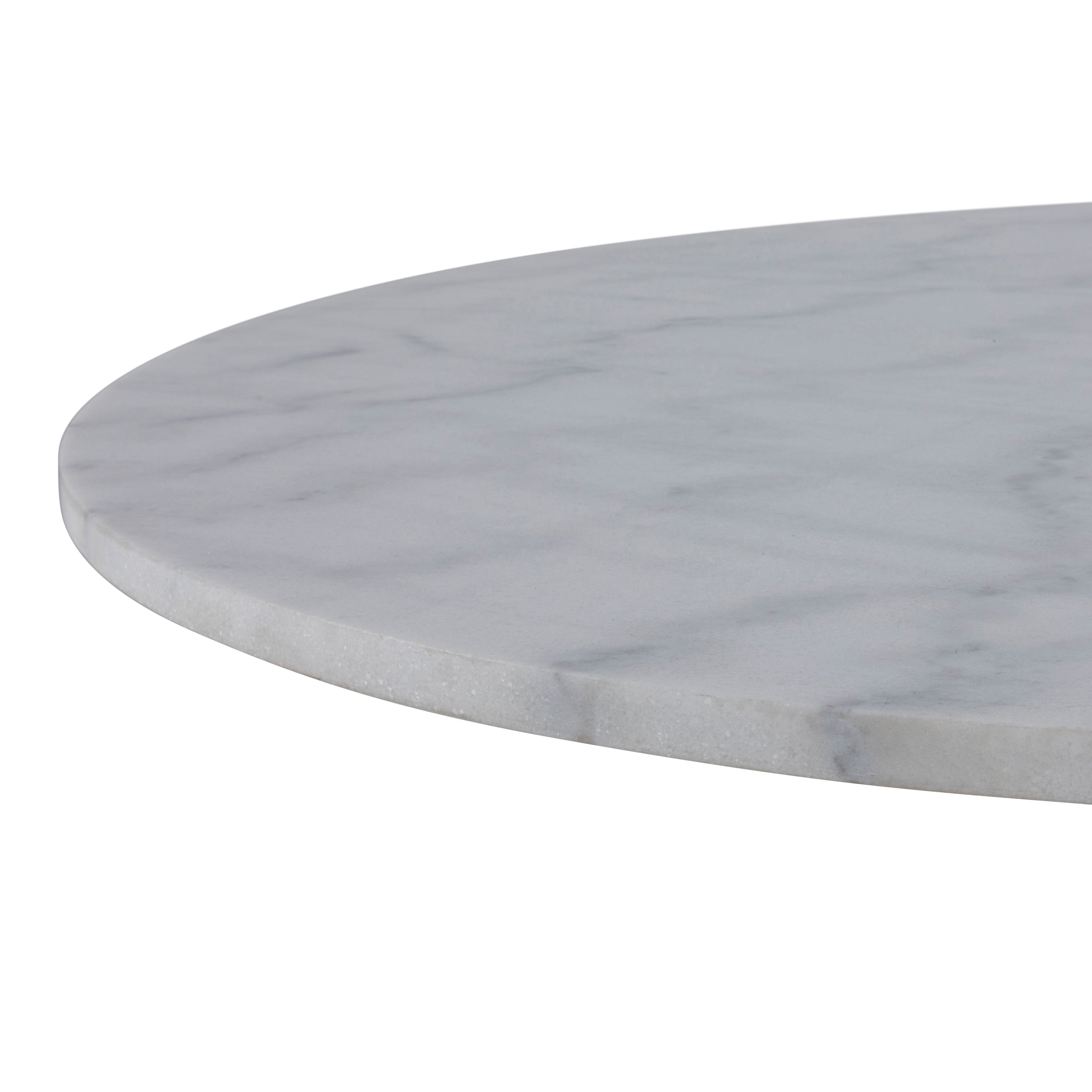 Tarifa Round Dining Table with White Polished Marble Top and Black Base – FTG, view 9