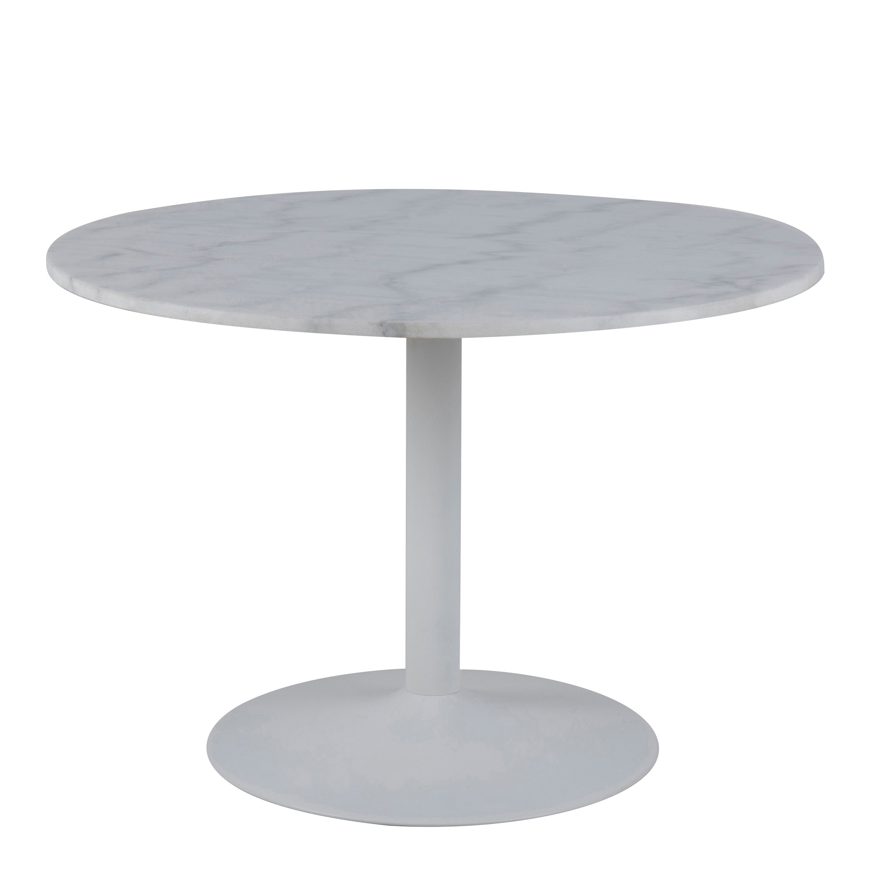 Tarifa Round Dining Table with White Polished Marble Top and White Base – FTG