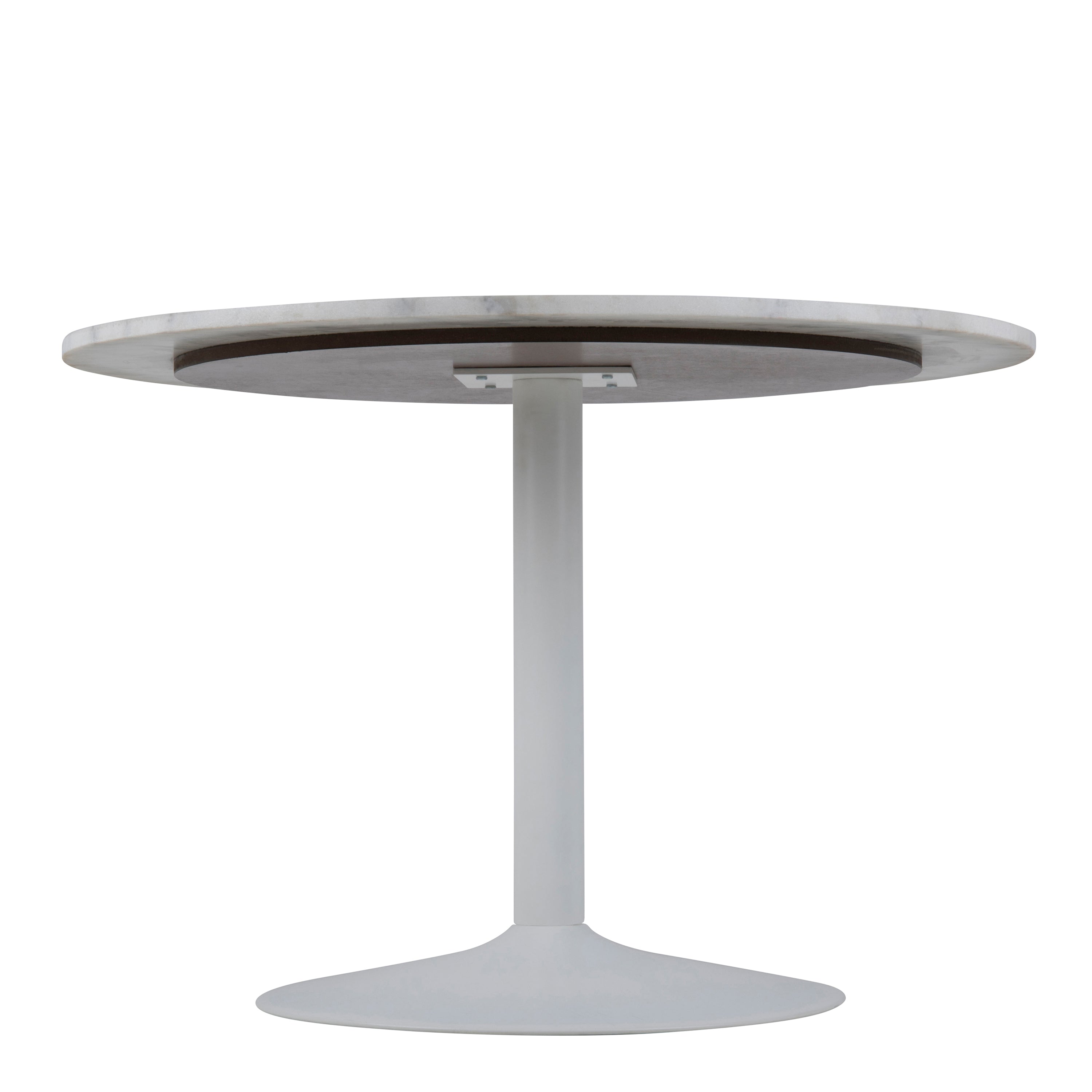 Tarifa Round Dining Table with White Polished Marble Top and White Base – FTG, view 4