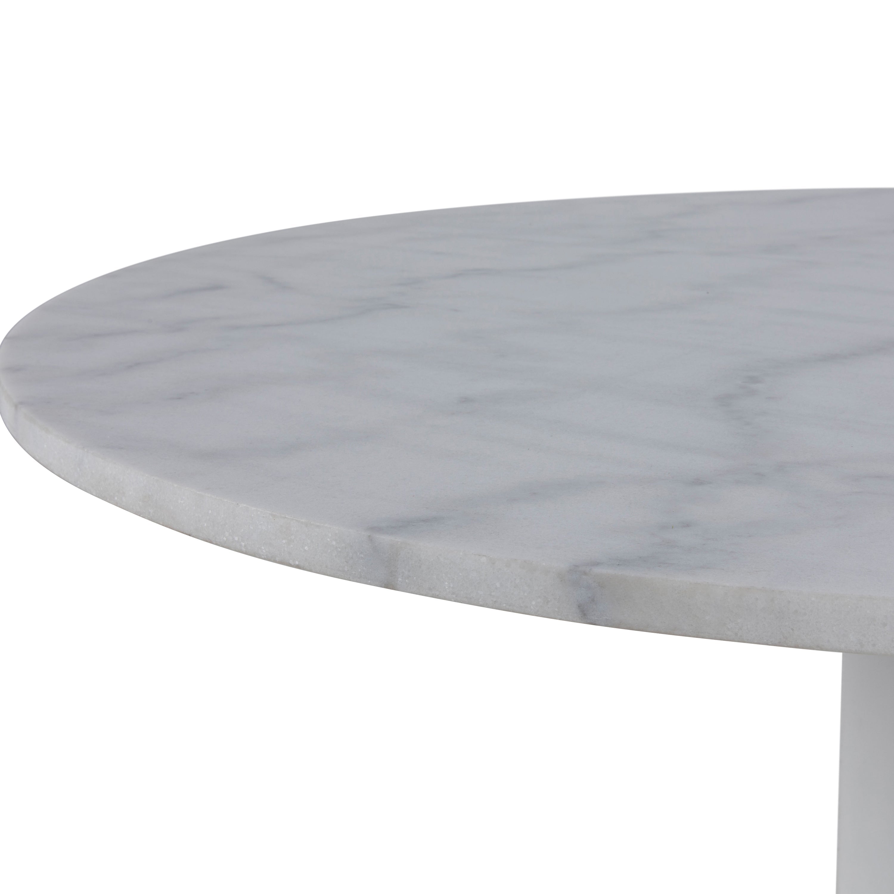 Tarifa Round Dining Table with White Polished Marble Top and White Base – FTG, view 7